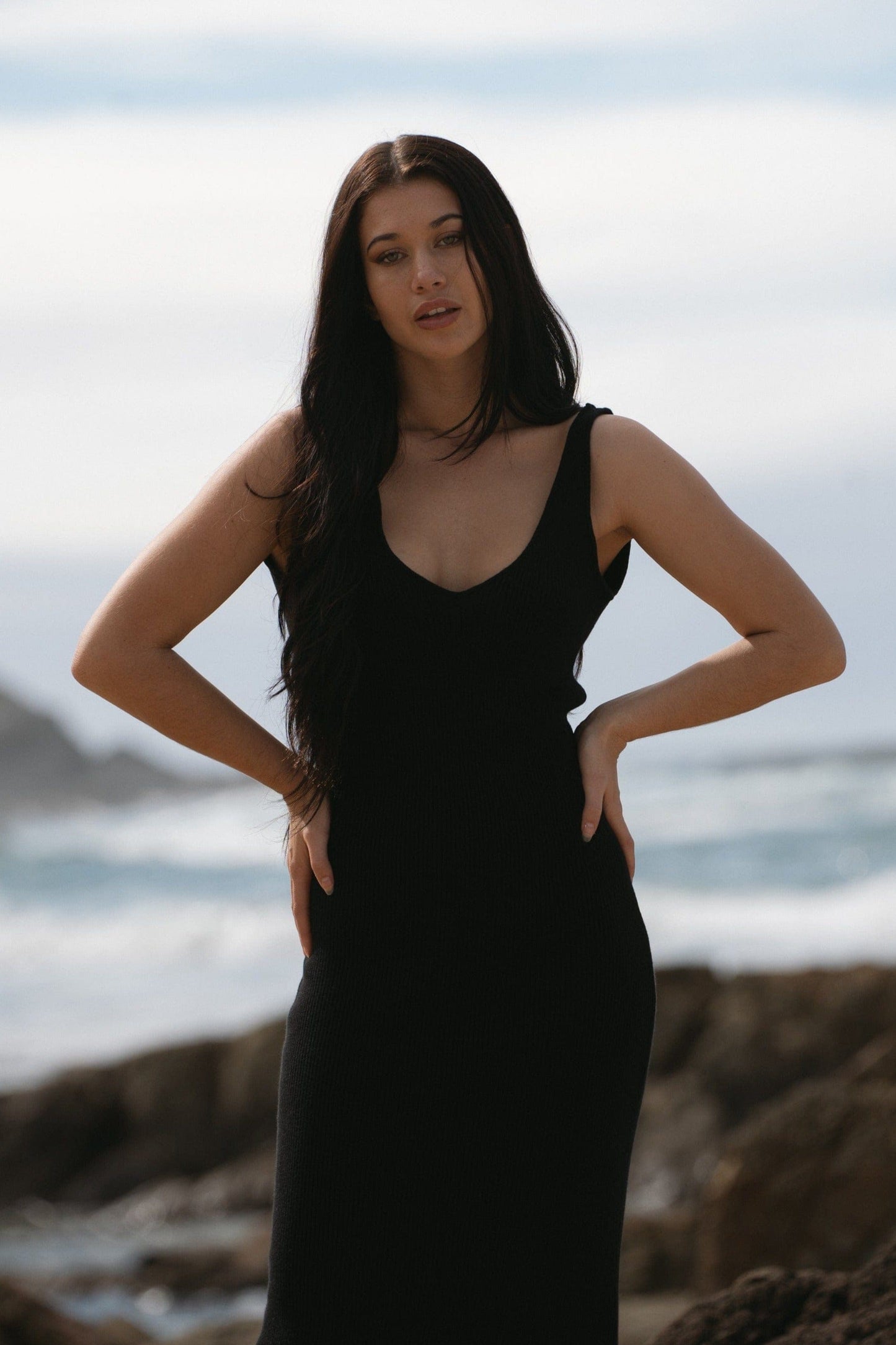 Lilly Pilly Collection Bella Knit dress made from Cotton Cashmere in Black