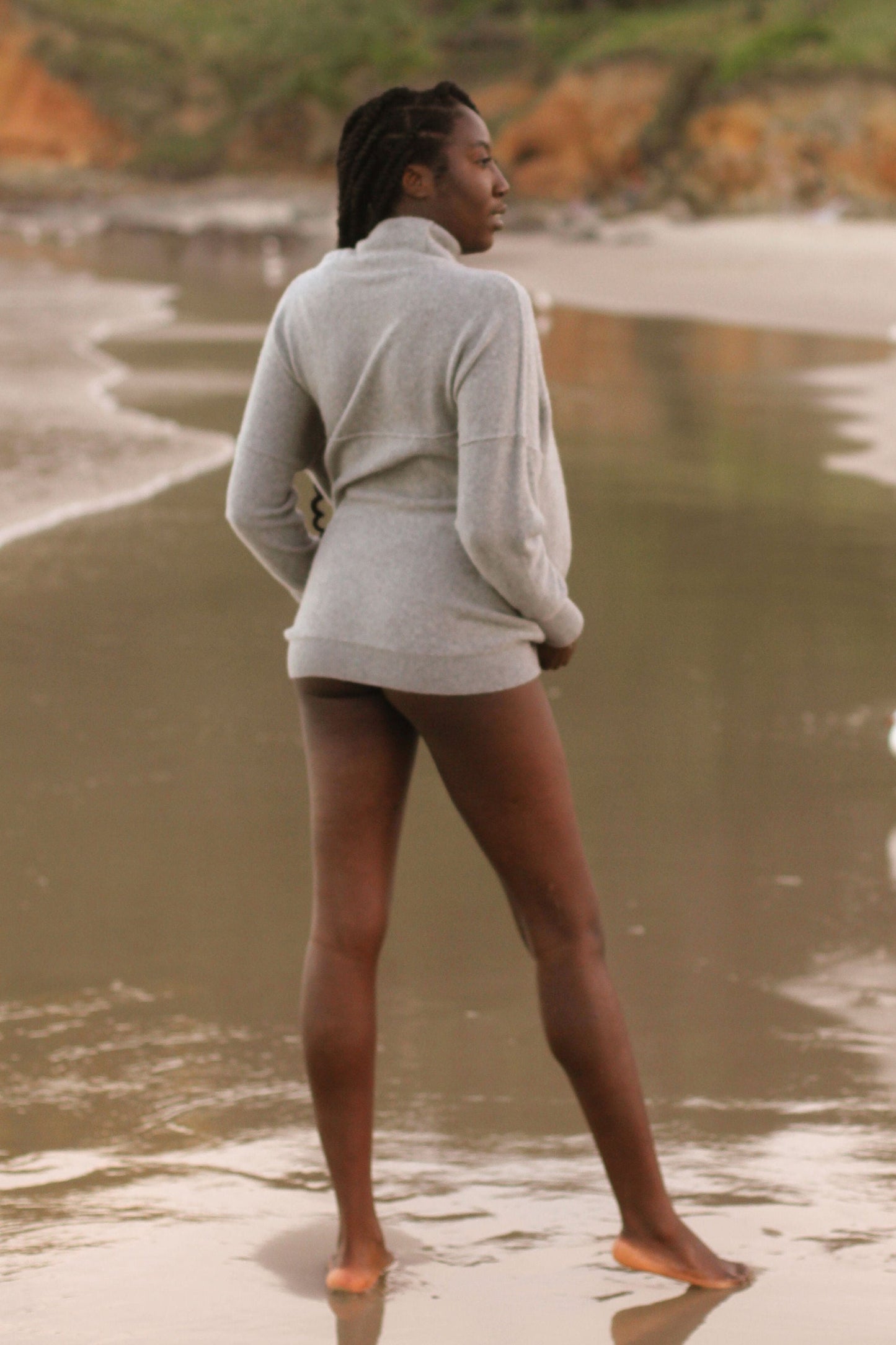 LILLY PILLY Cala cashmere tunic sweater top in Grey Marle