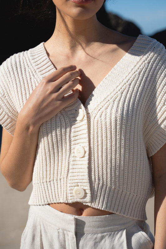 Elara Cottom Knit in Cream by LILLY PILLY - front