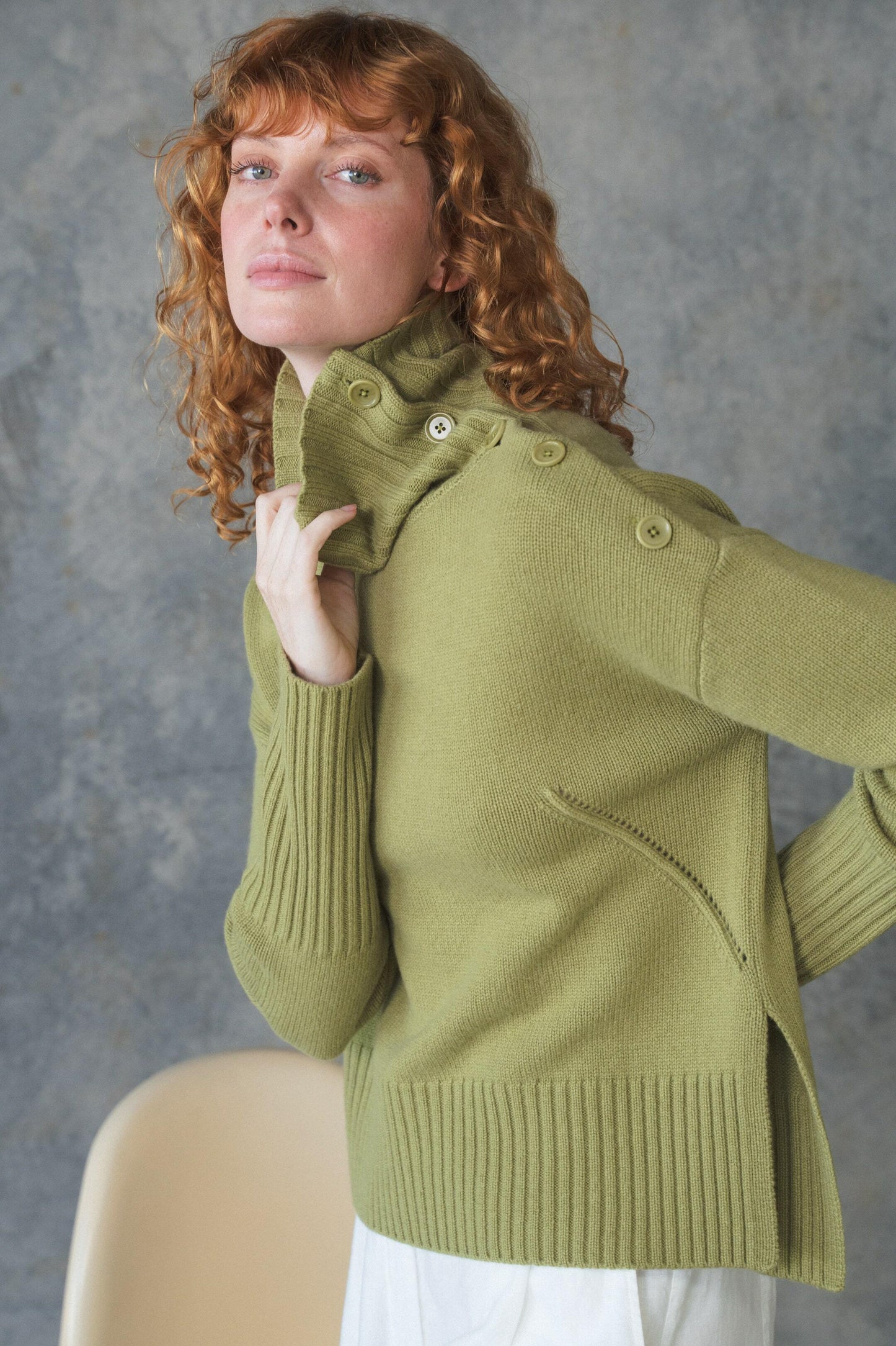 LILLY PILLY Kaida cashmere knit in Olive