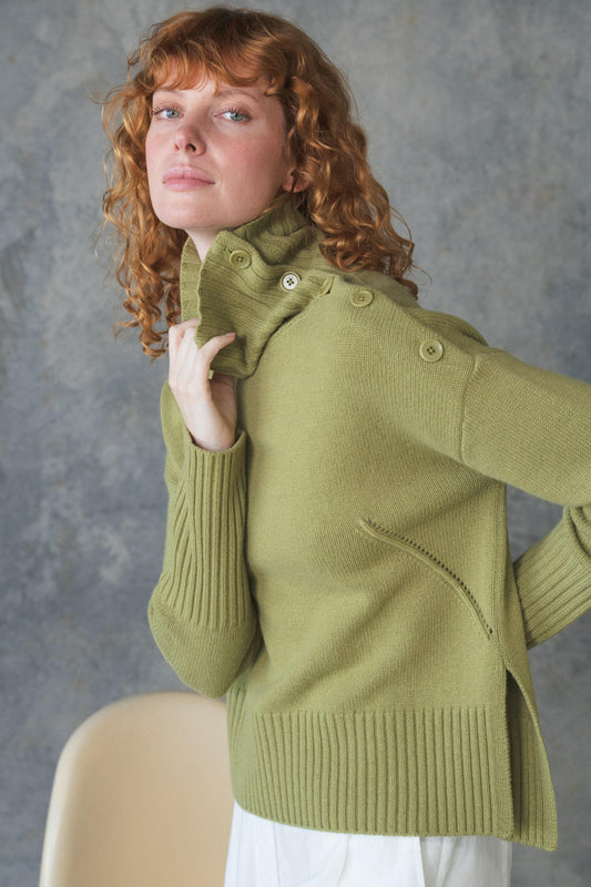 LILLY PILLY Kaida cashmere knit in Olive