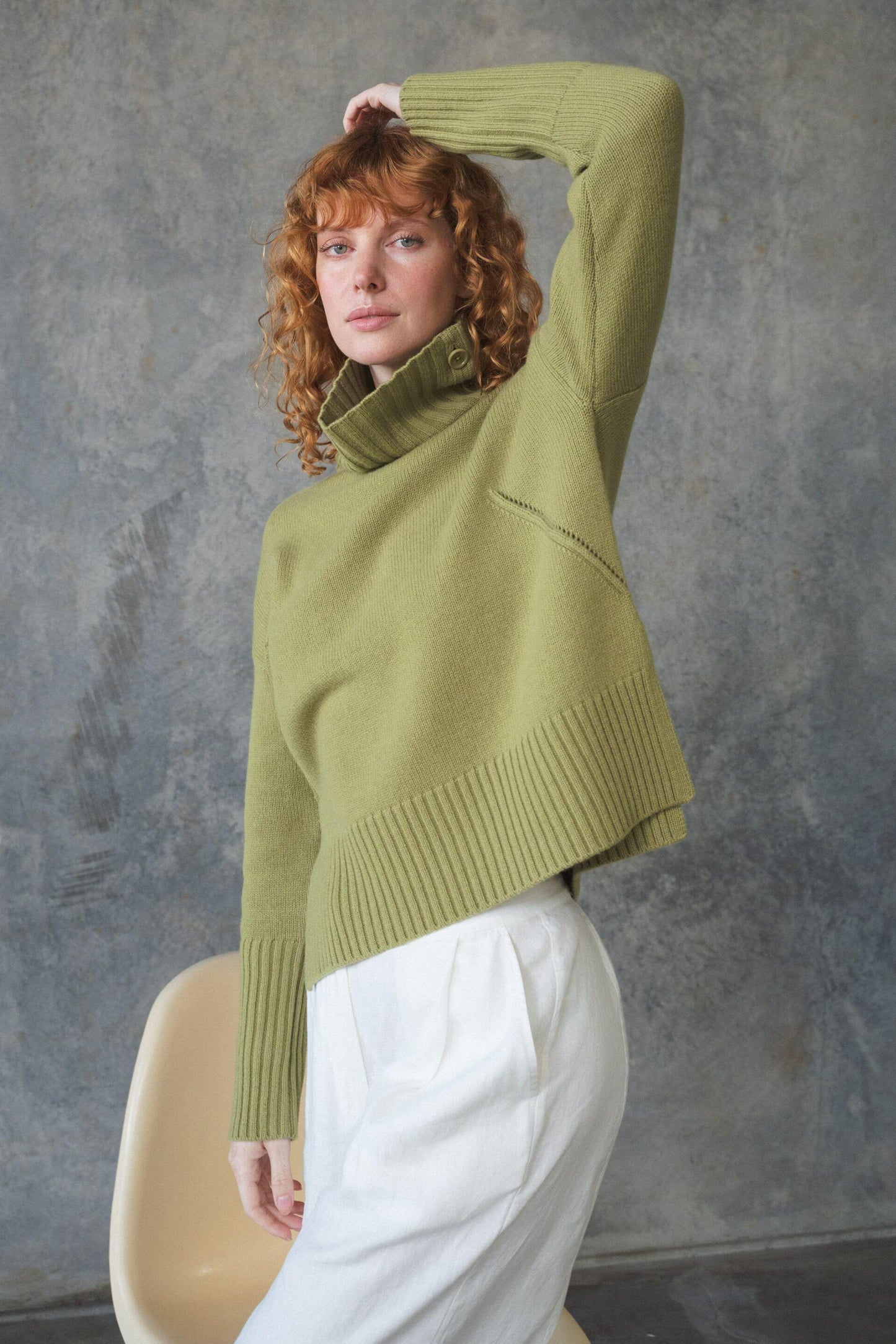 LILLY PILLY Kaida cashmere knit in Olive