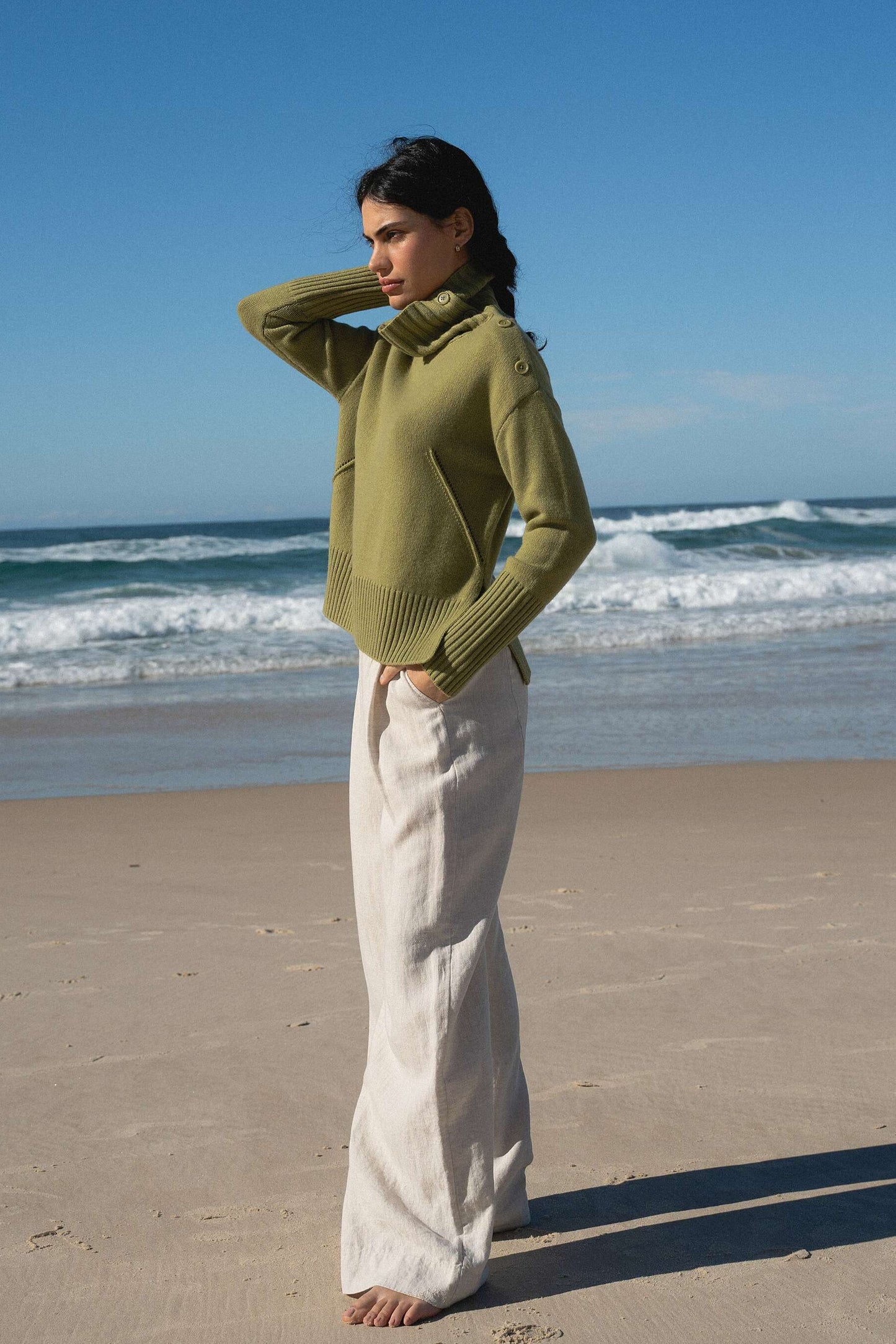 LILLY PILLY Kaida cashmere knit in Olive