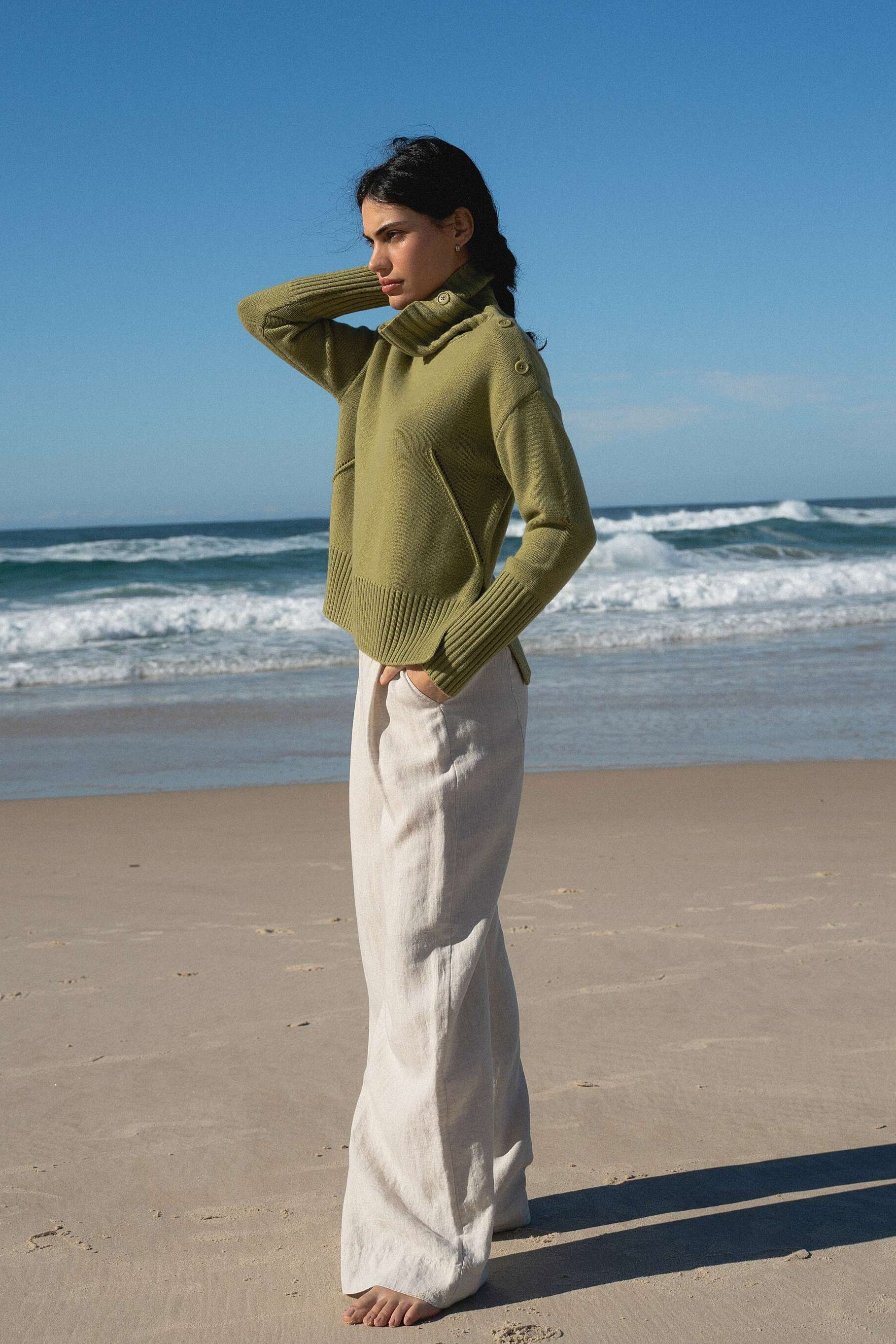 LILLY PILLY Kaida cashmere knit in Olive