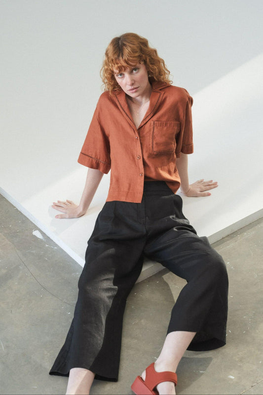 LILLY PILLY Rika linen pants in Black