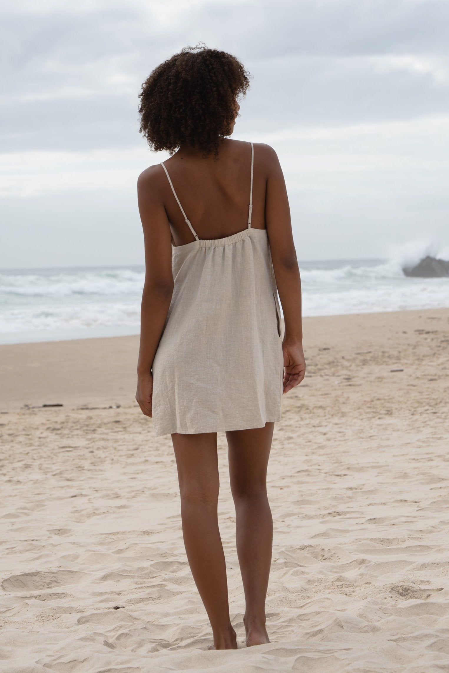 Lilly Pilly Collection 100% organic linen Liz slip dress in Oatmeal