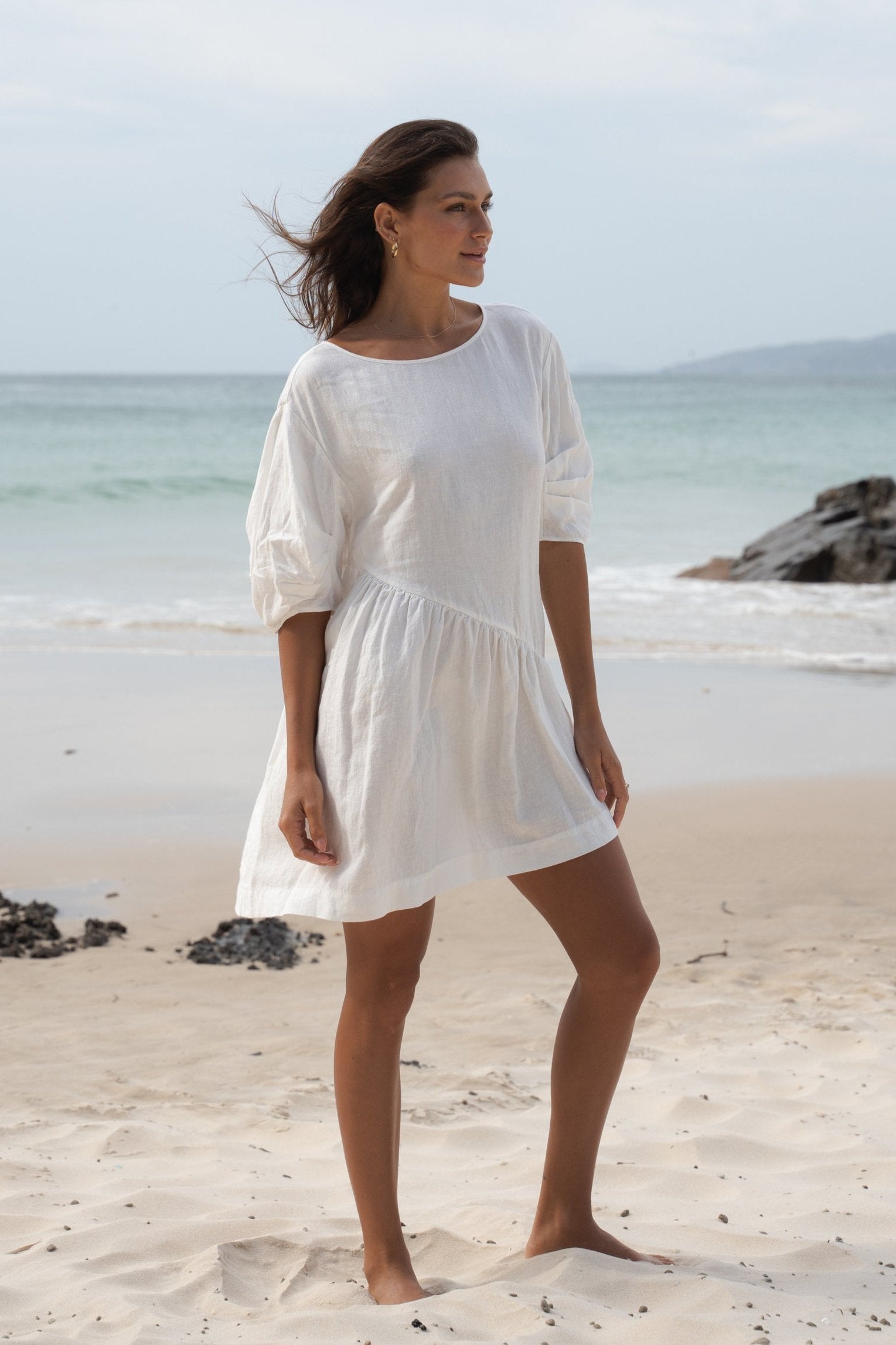 LILLY PILLY Layla linen dress in Ivory