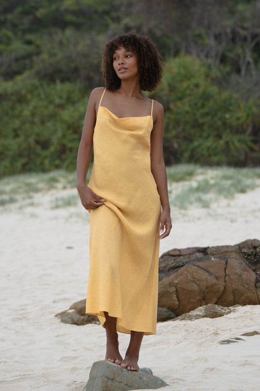 LILLY PILLY Allegria linen dress in Butter