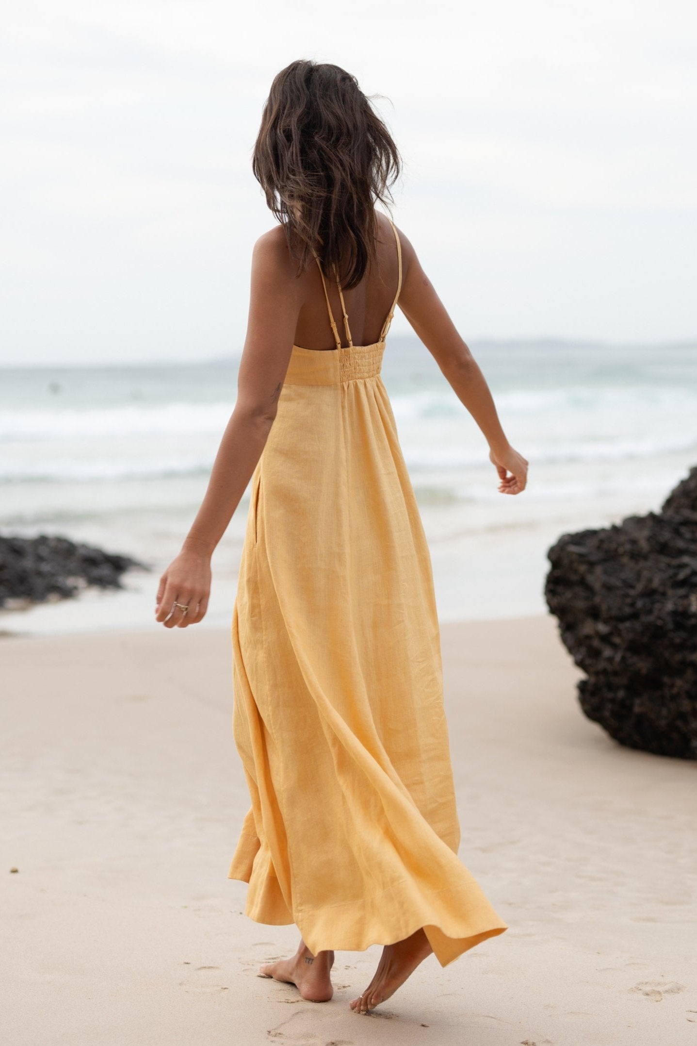 LILLY PILLY Tori linen dress in Butter