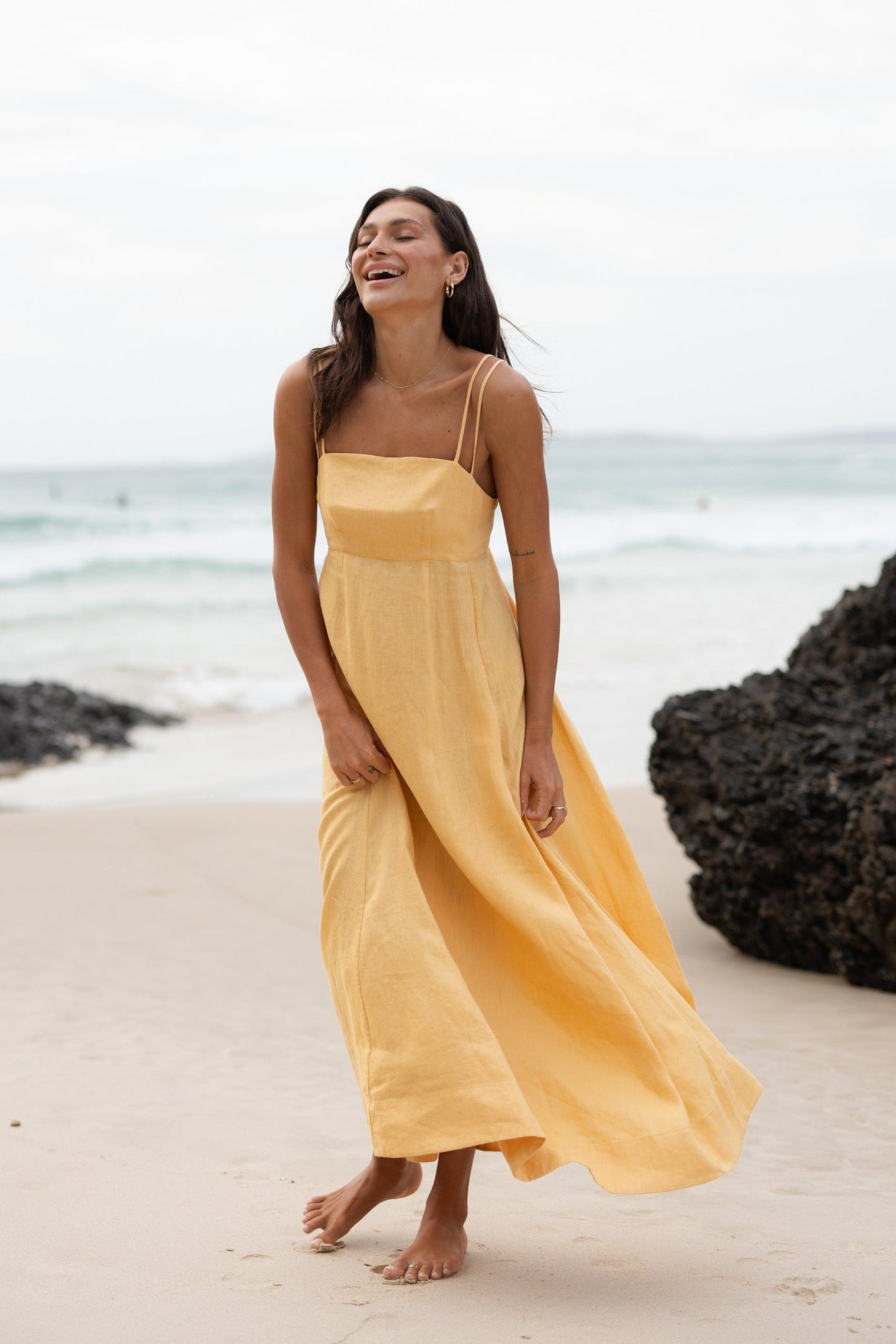 LILLY PILLY Tori linen dress in Butter