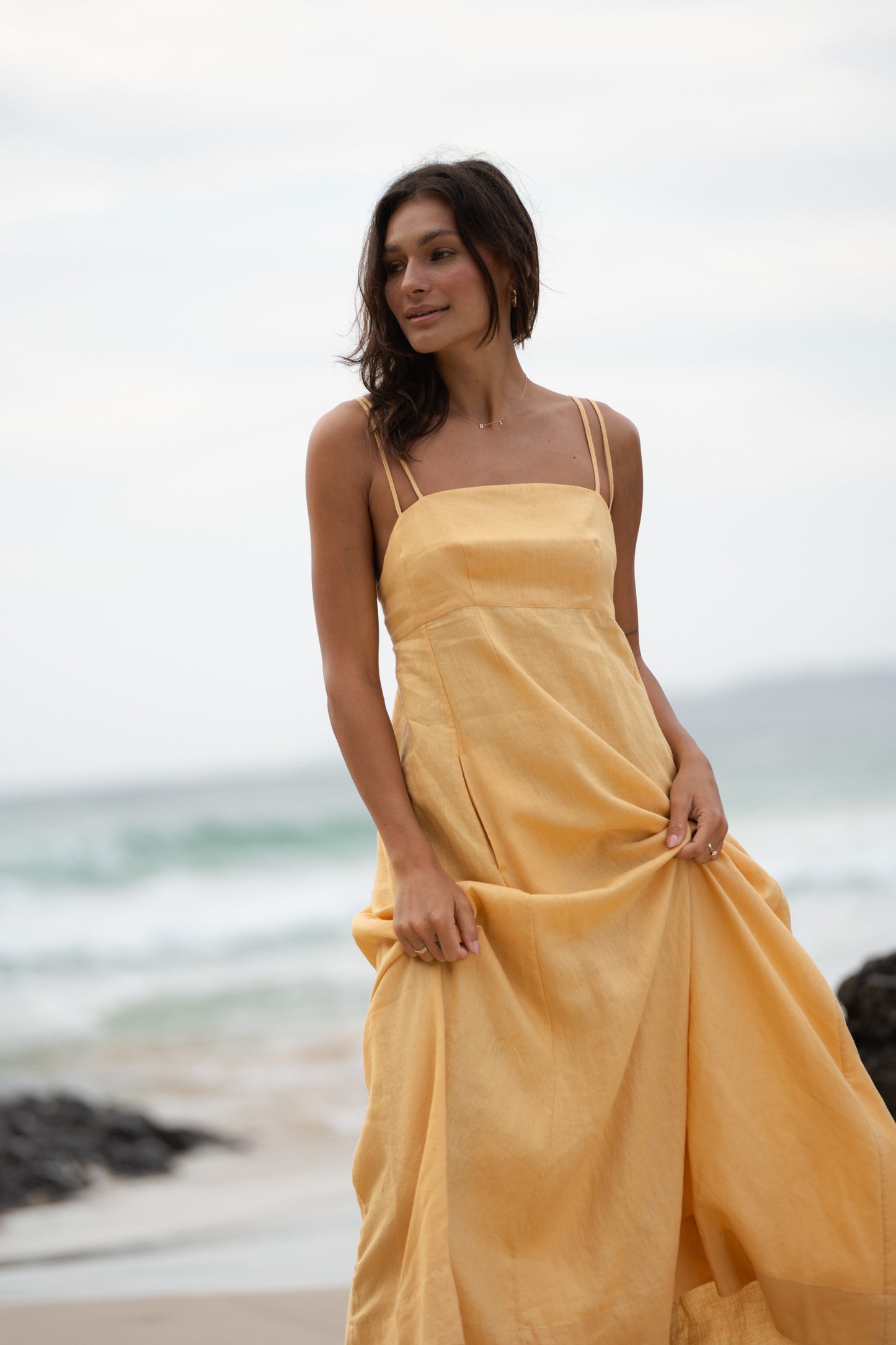 LILLY PILLY Tori linen dress in Butter