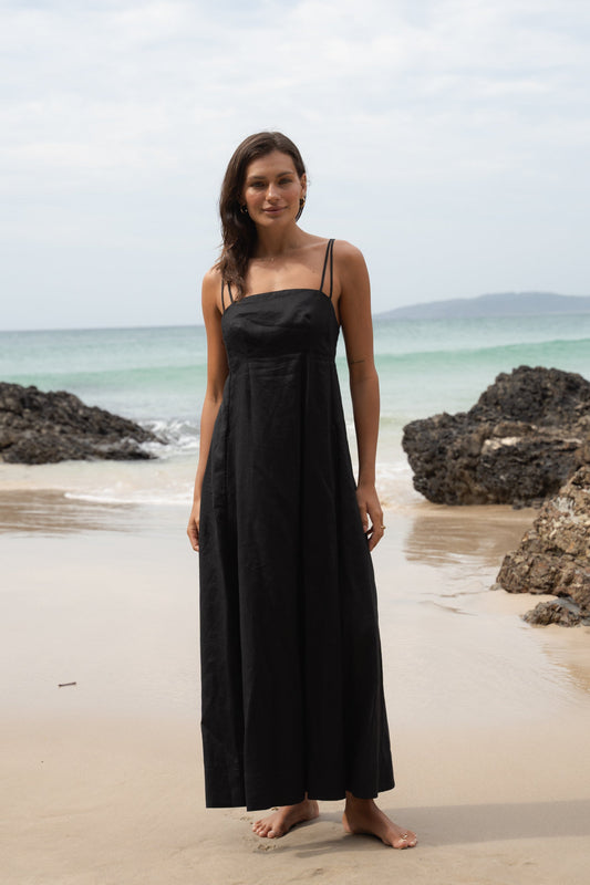 TORI BLACK LINEN DRESS