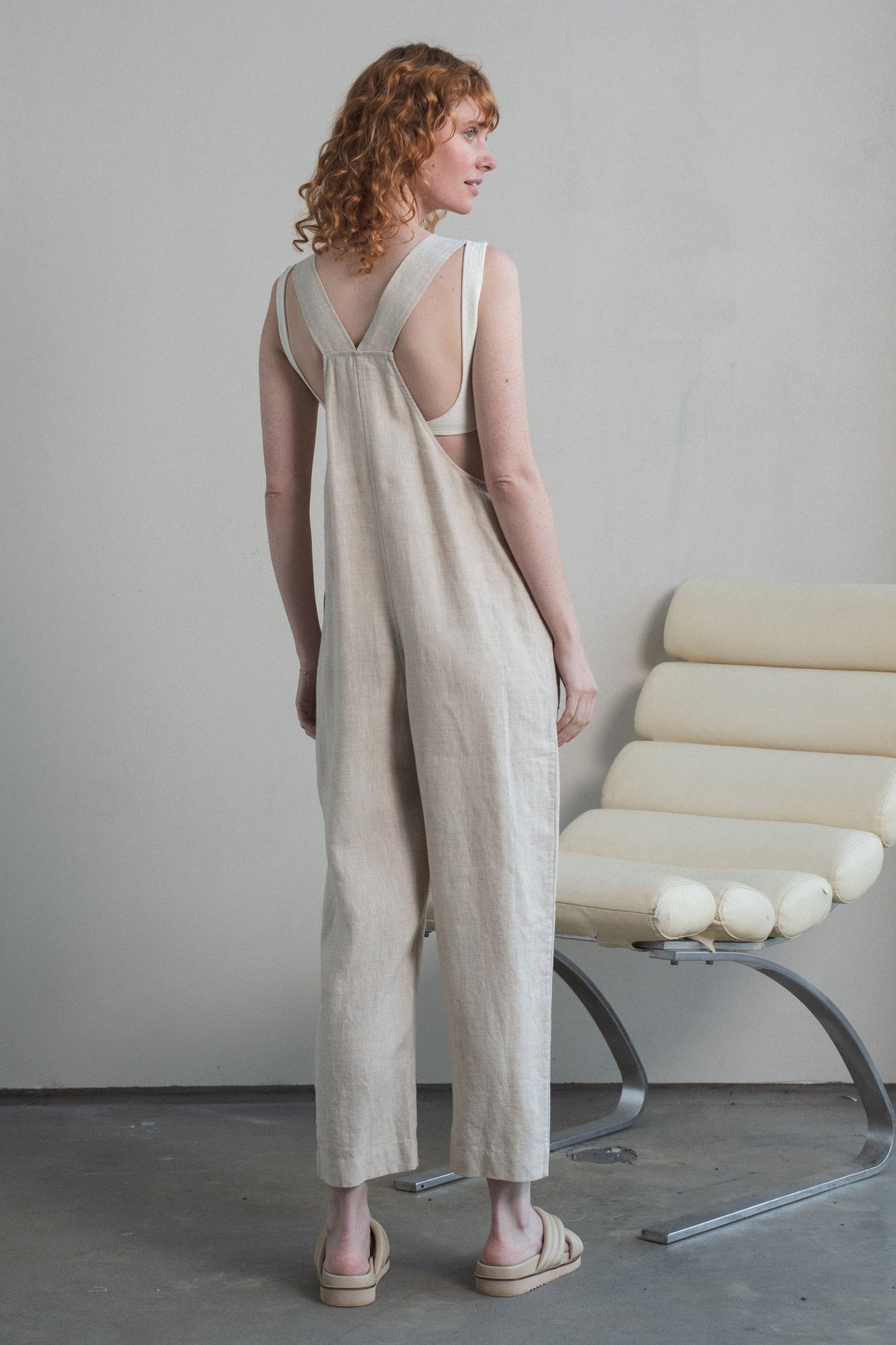 Lilly Pilly Collection 100% organic linen Piper Linen Jumpsuit in Oatmeal