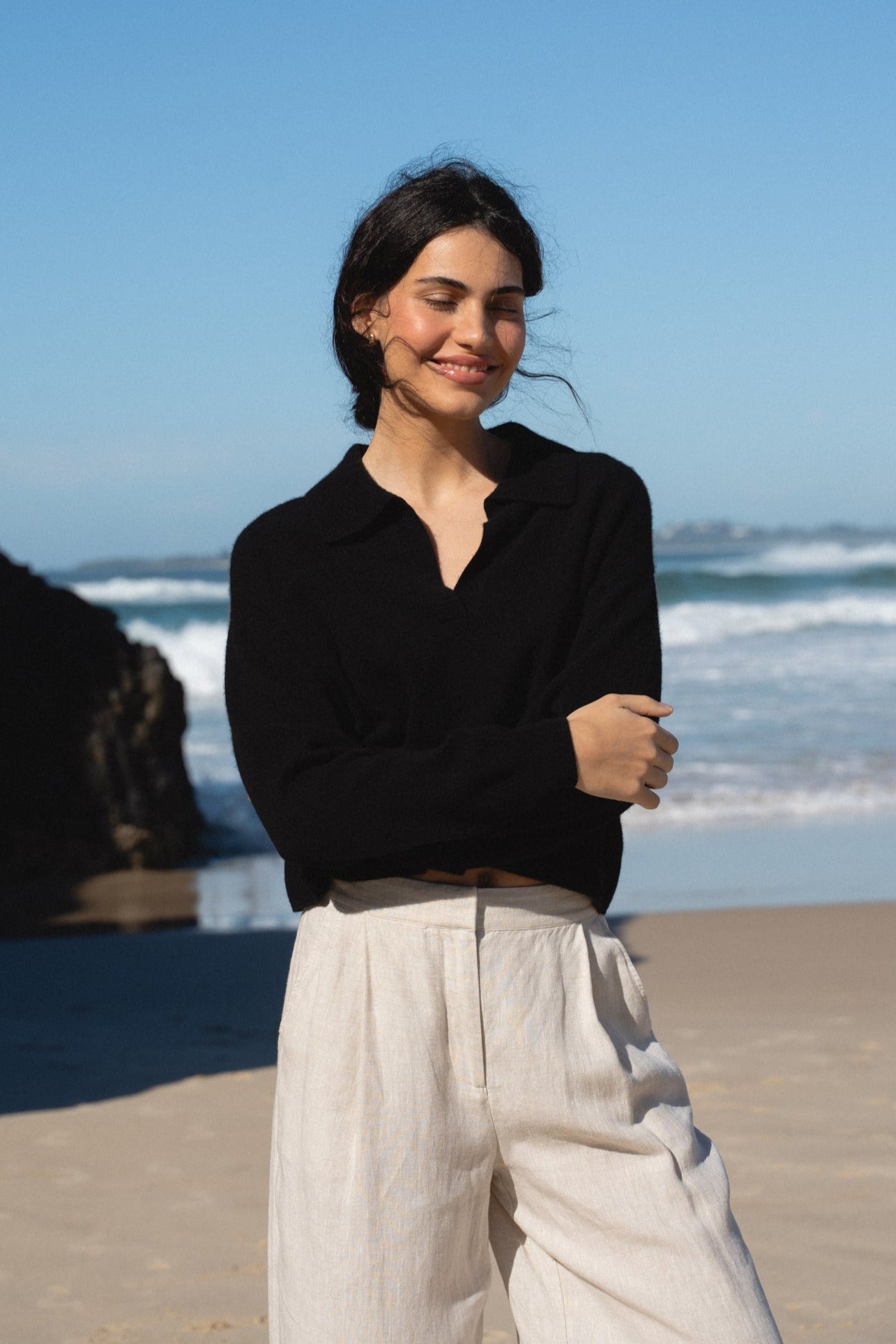 LILLY PILLY Emma cashmere wool knit in Black 