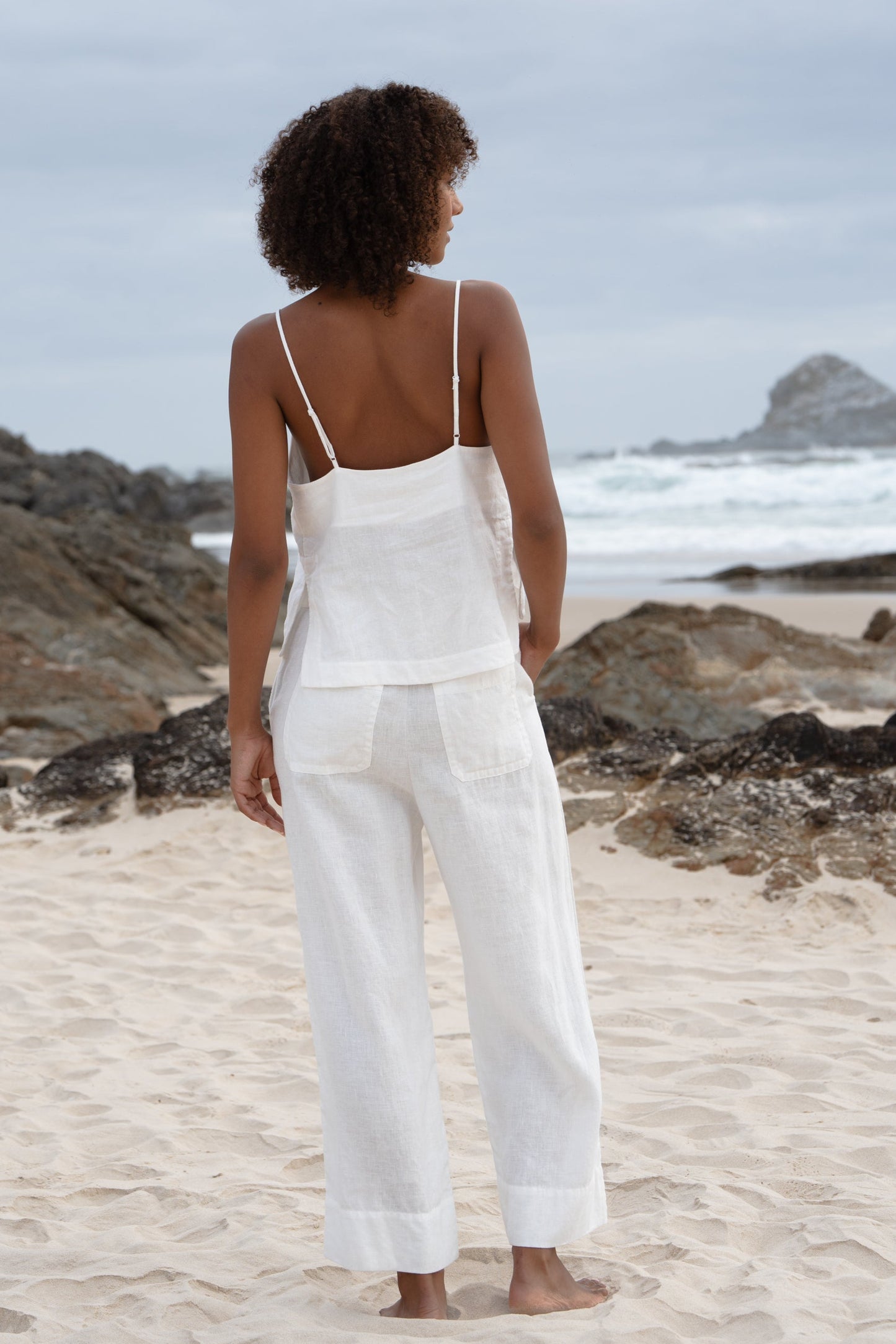 LILLY PILLY Ivy linen pants in Ivory back view