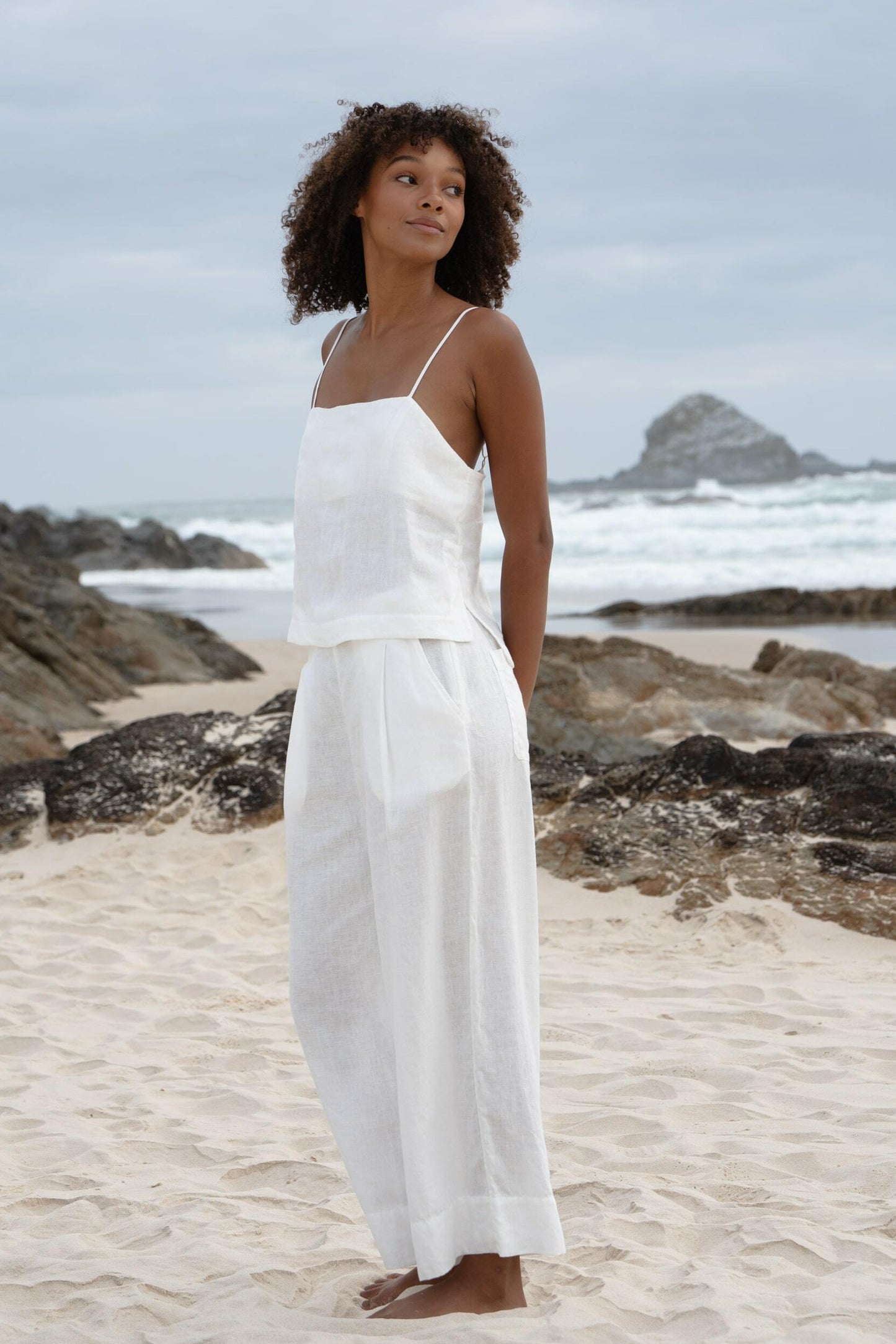 LILLY PILLY Ivy linen pants in Ivory side view