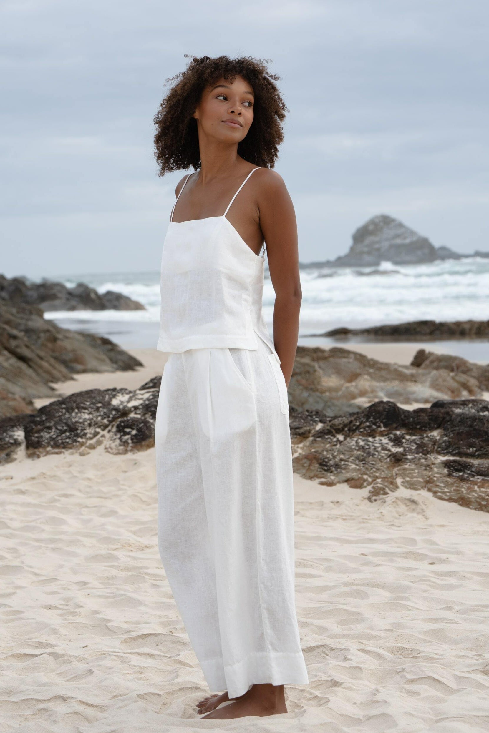 LILLY PILLY Ivy linen pants in Ivory side view