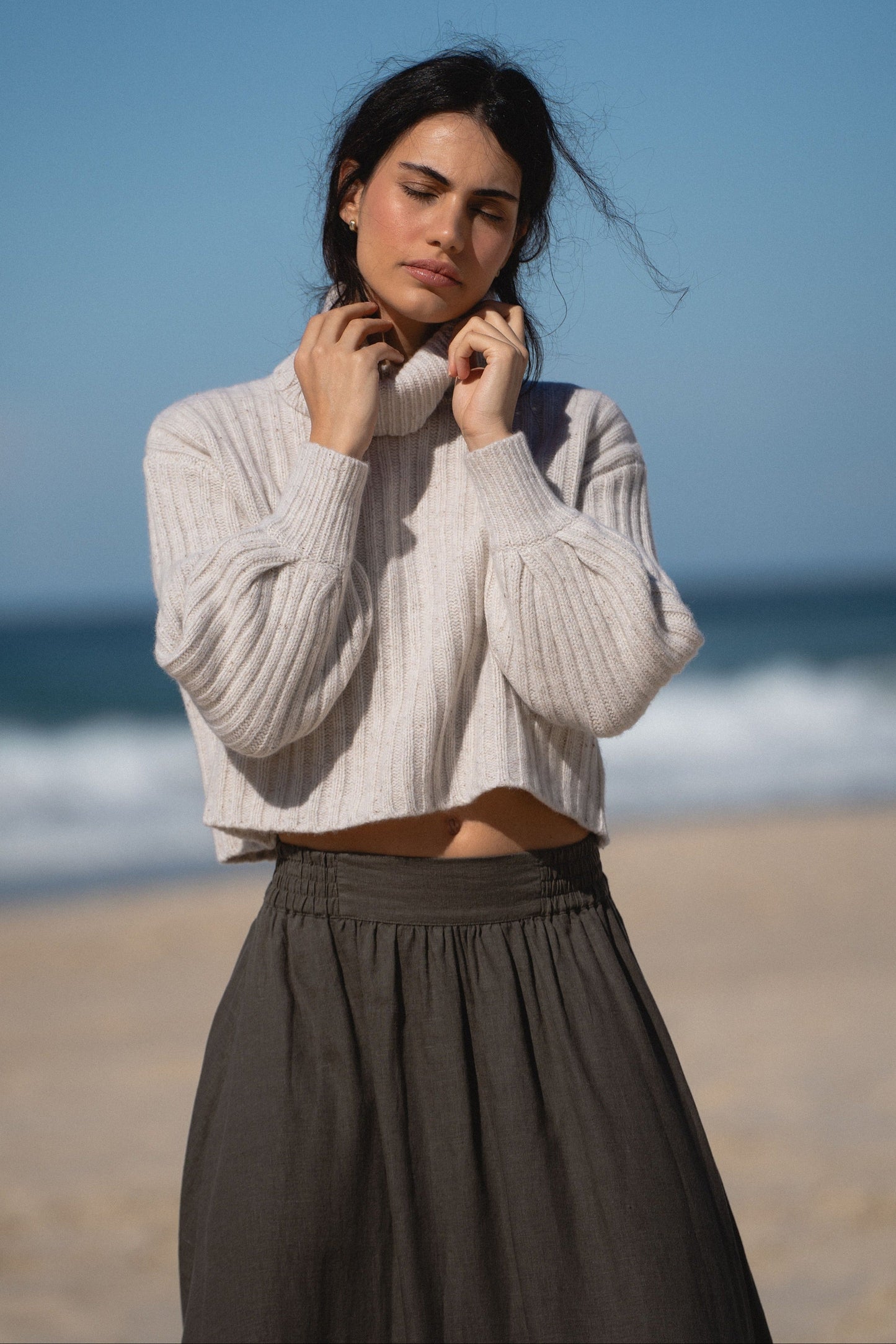 LILLY PILLY Hannah linen skirt in Khaki