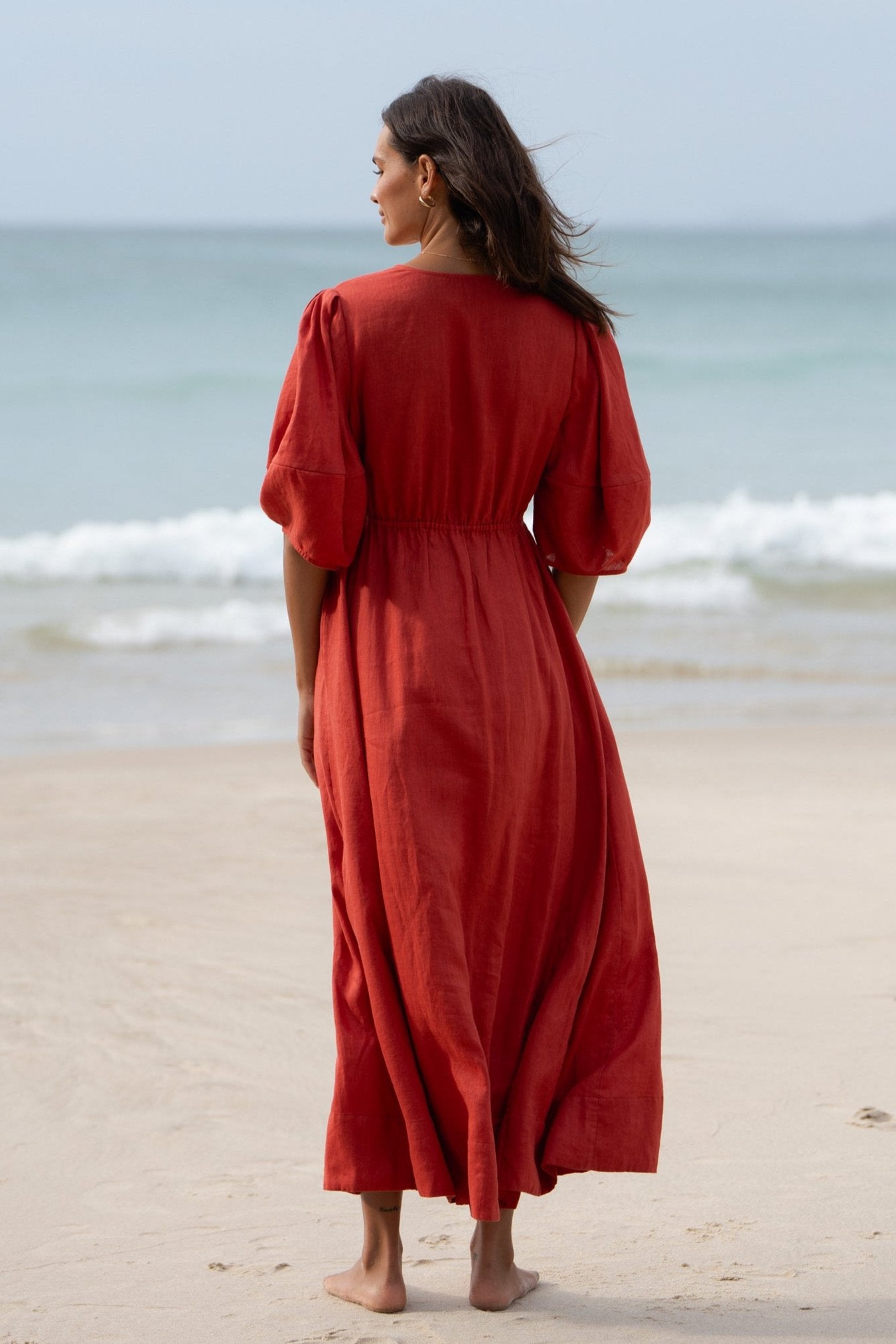 LILLY PILLY Vida linen dress in Hibiscus