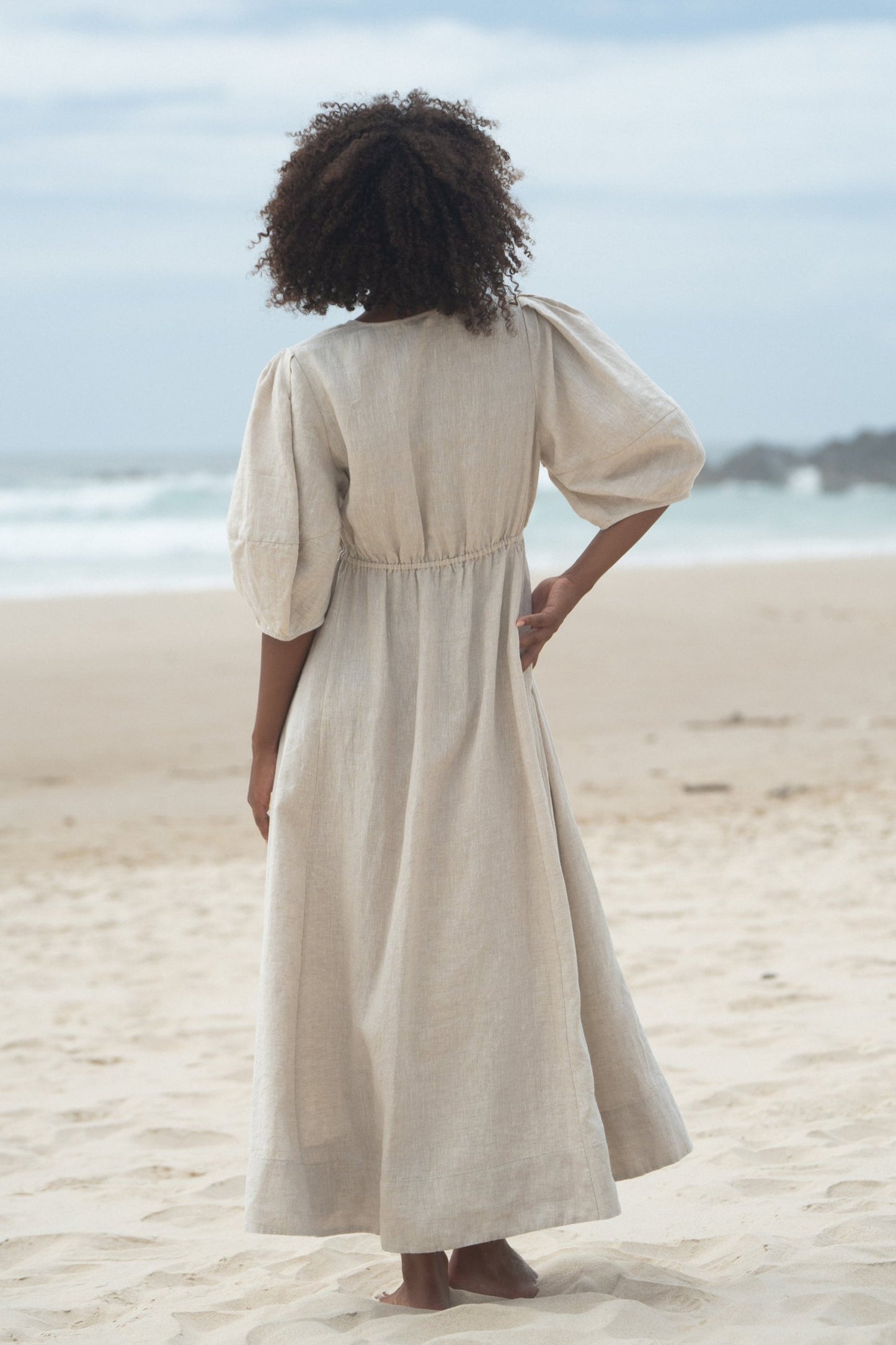 LILLY PILLY Vida linen dress in Oatmeal