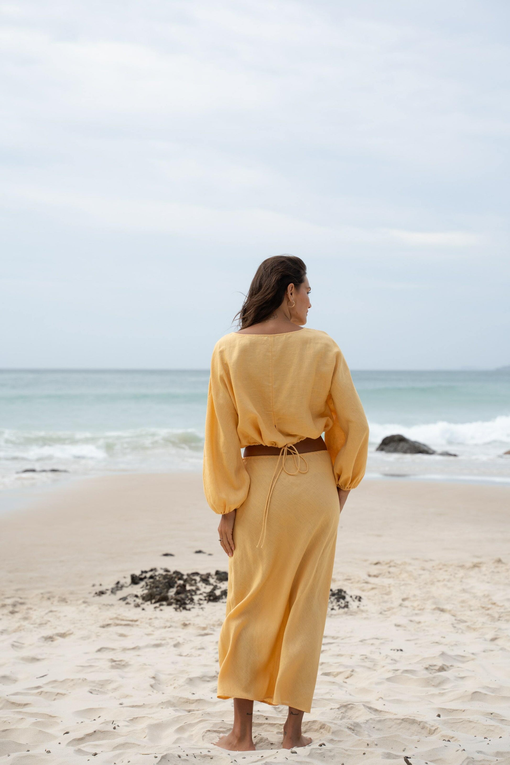 LILLY PILLY Louisa linen shirt top in Butter