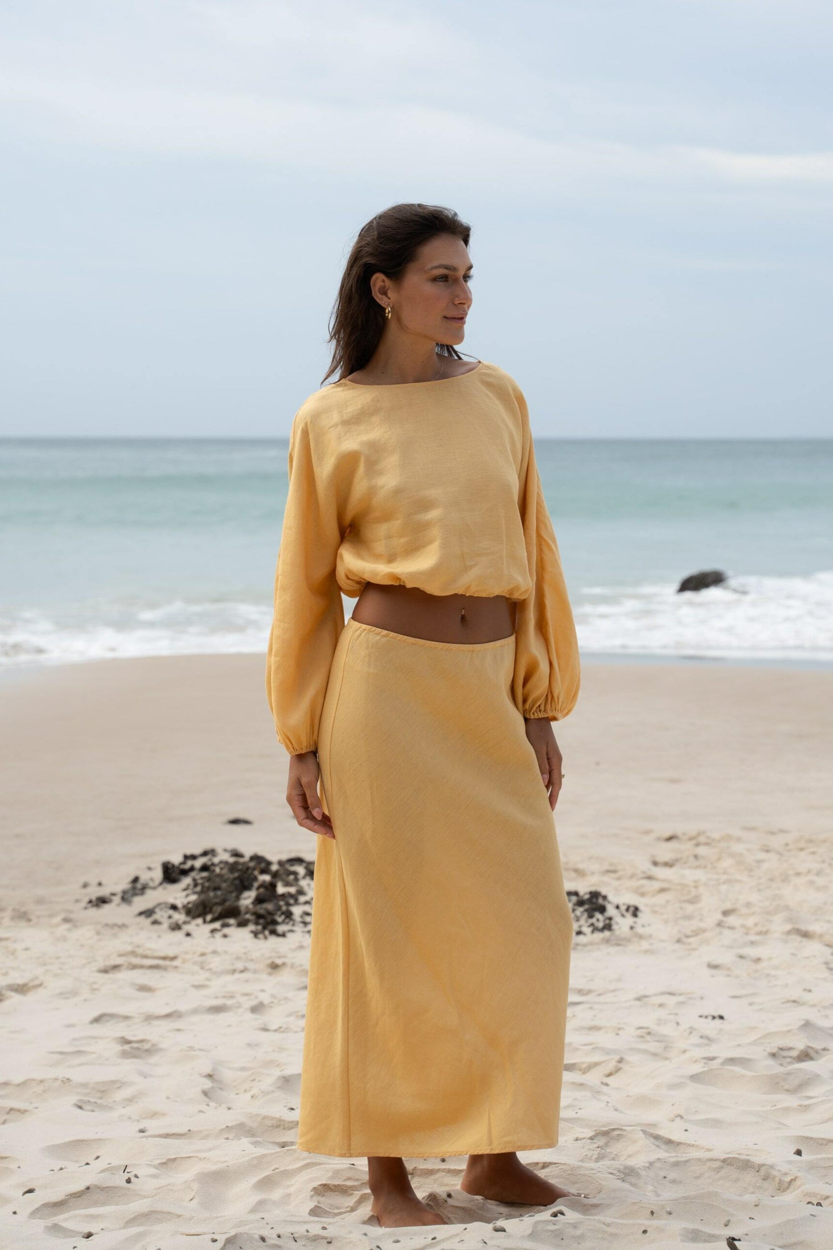 LILLY PILLY Louisa linen shirt top in Butter