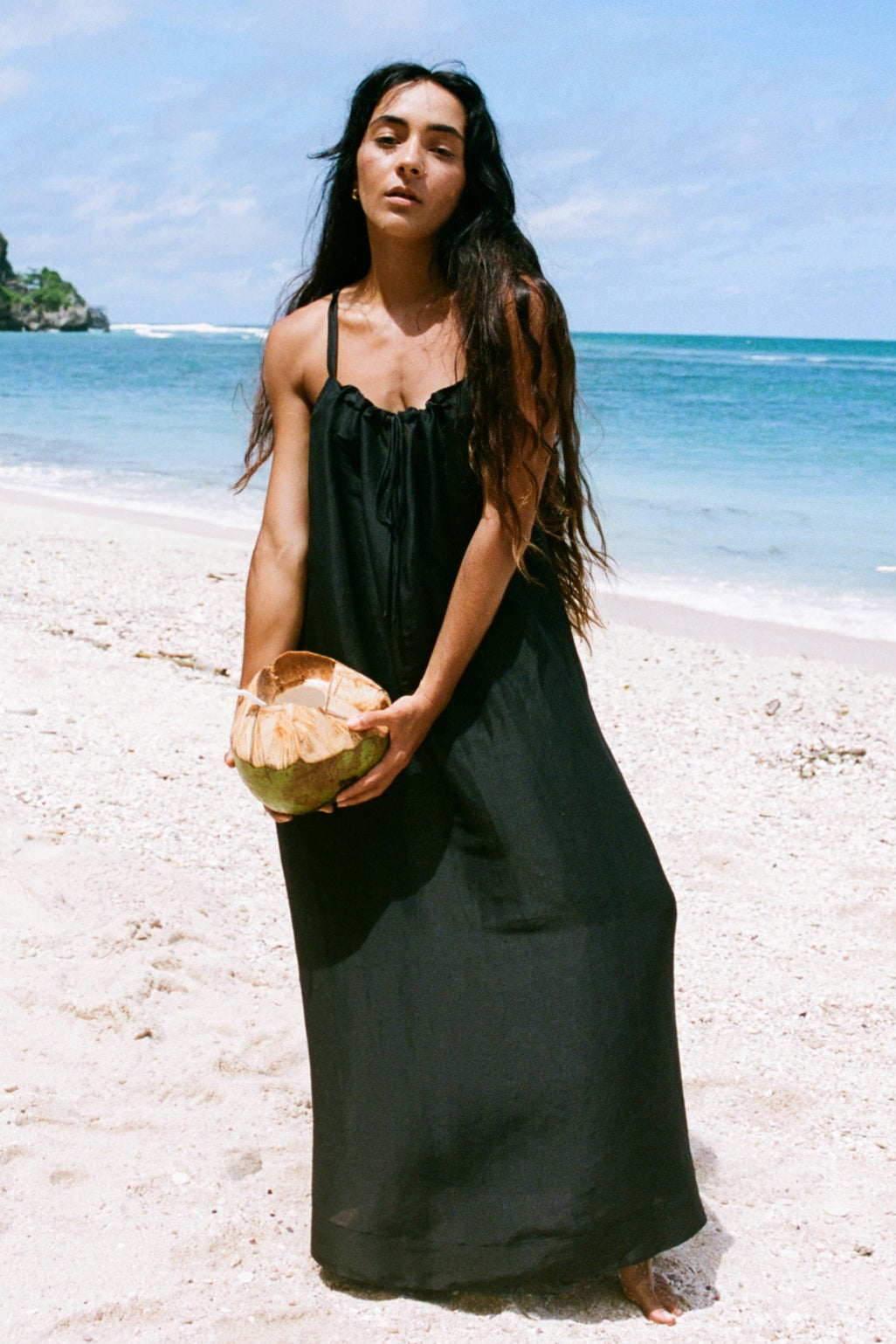 NOVA BLACK LINEN SILK DRESS