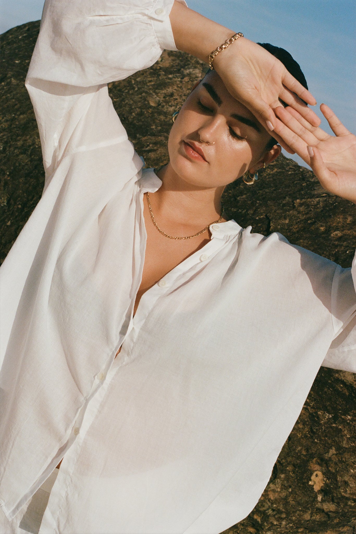 EMBER IVORY COTTON VOILE SHIRT