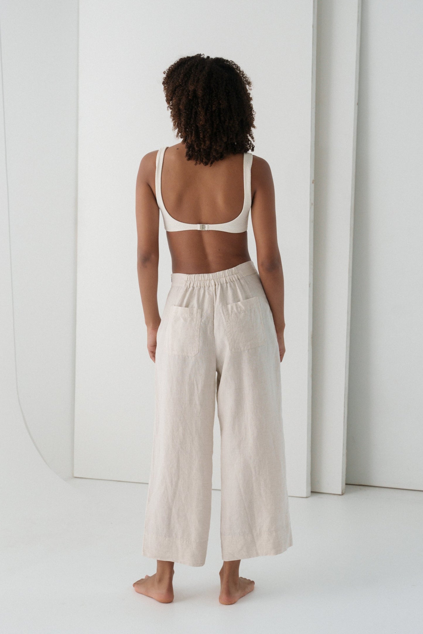 LILLY PILLY Ivy linen pants in Oatmeal back view