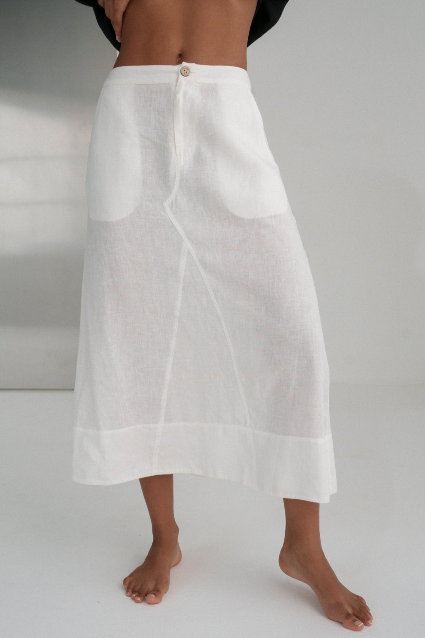GIA IVORY LINEN SKIRT