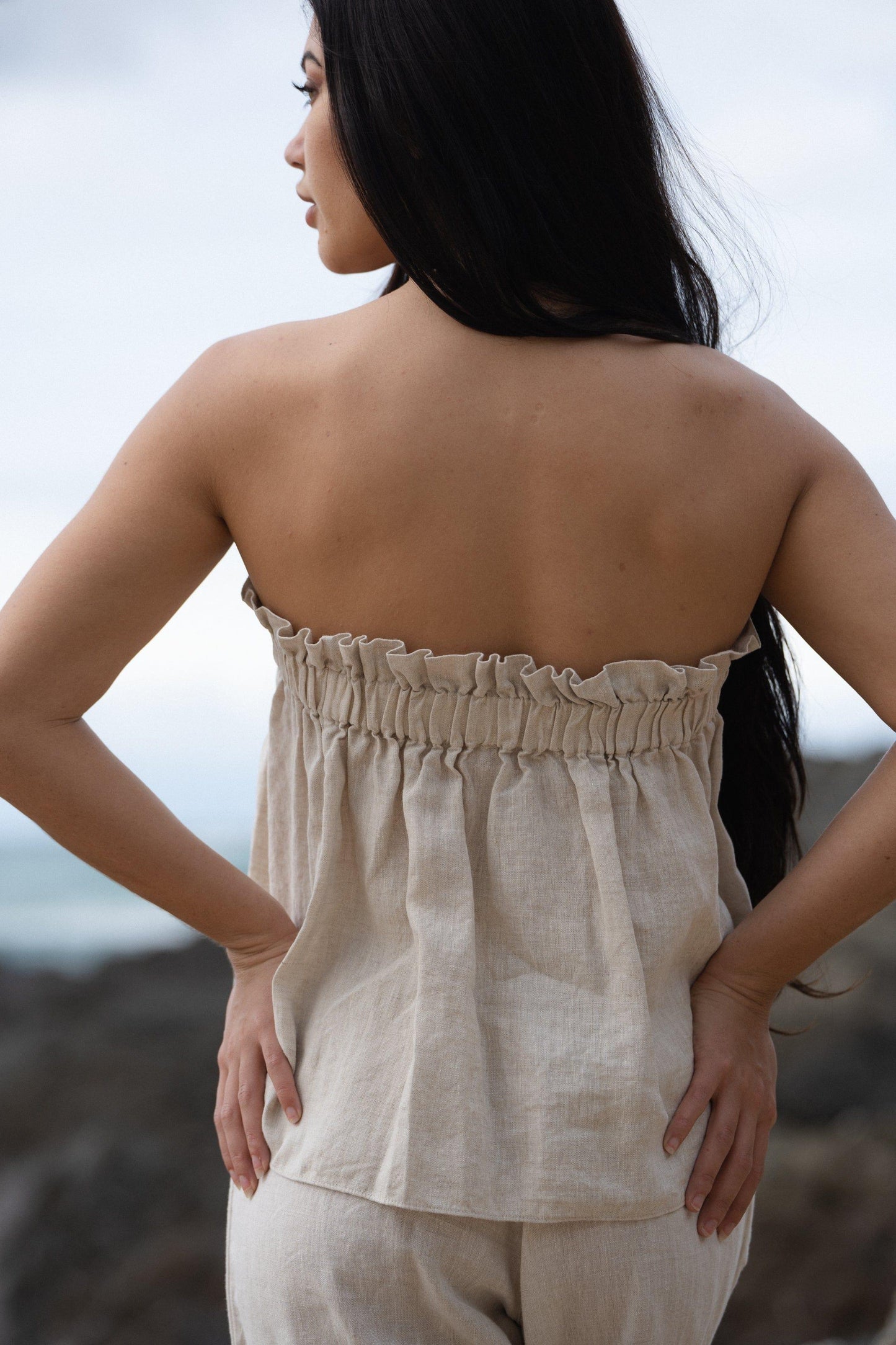 Lilly Pilly Collection 100% organic linen Pippa Top in Oatmeal