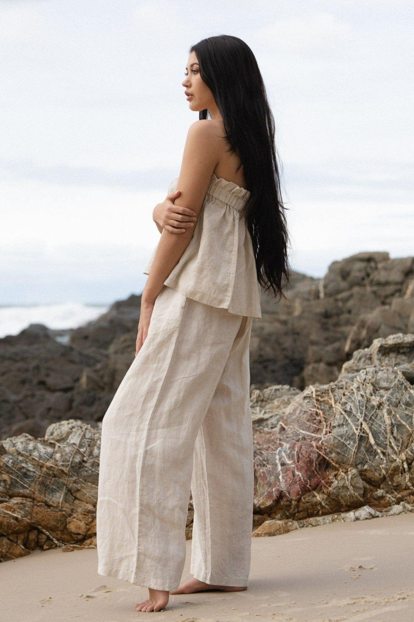 Lilly Pilly Collection 100% organic linen Pippa Top in Oatmeal