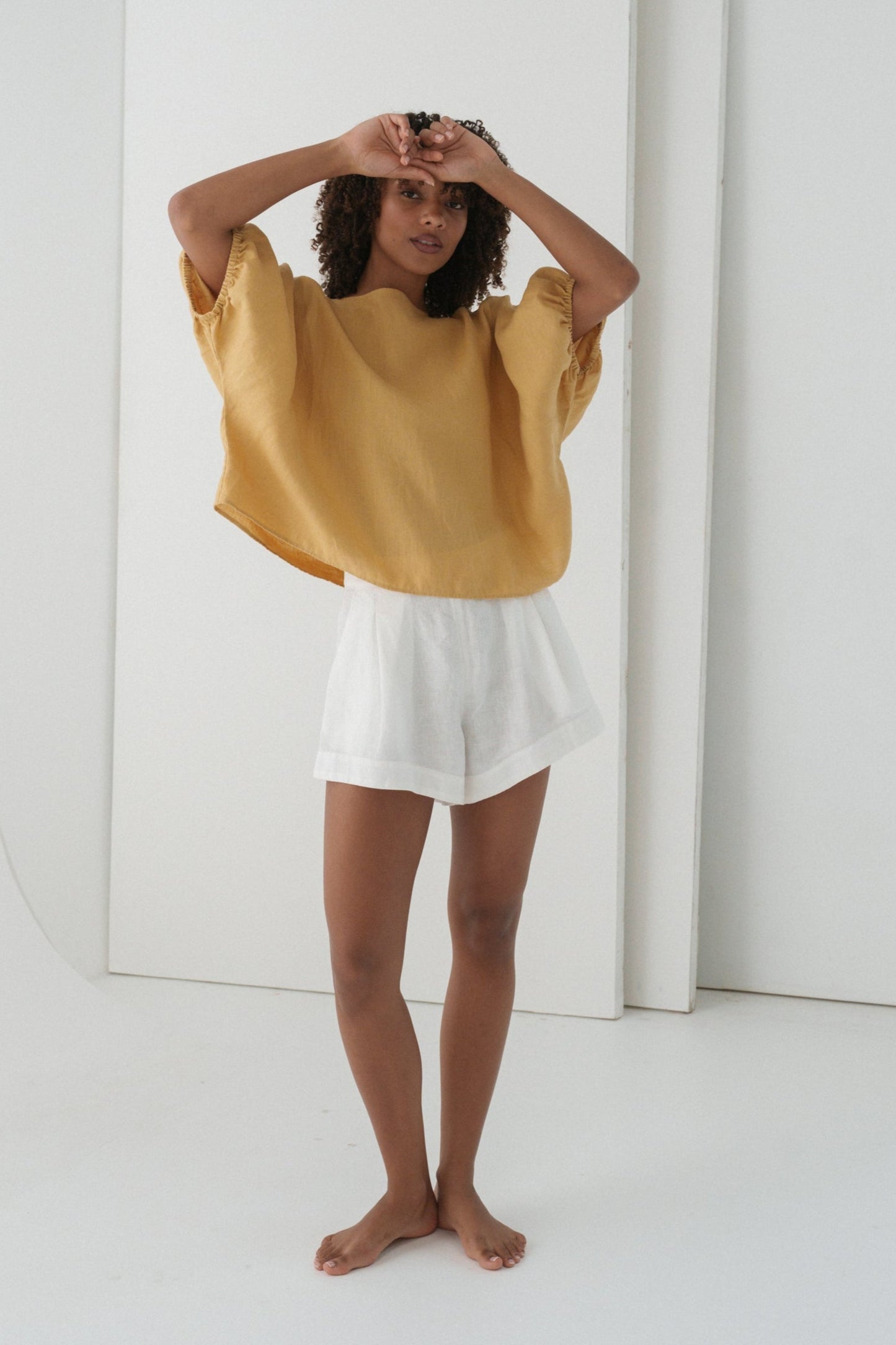 LILLY PILLY Tina linen top in Sand