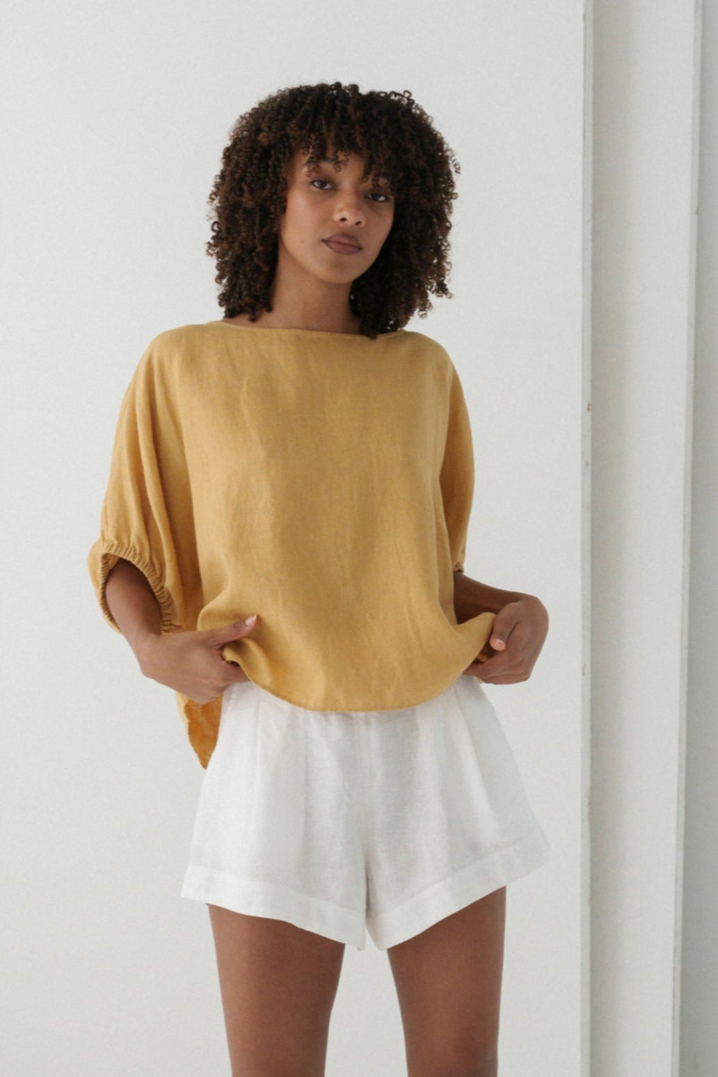 LILLY PILLY Tina linen top in Sand