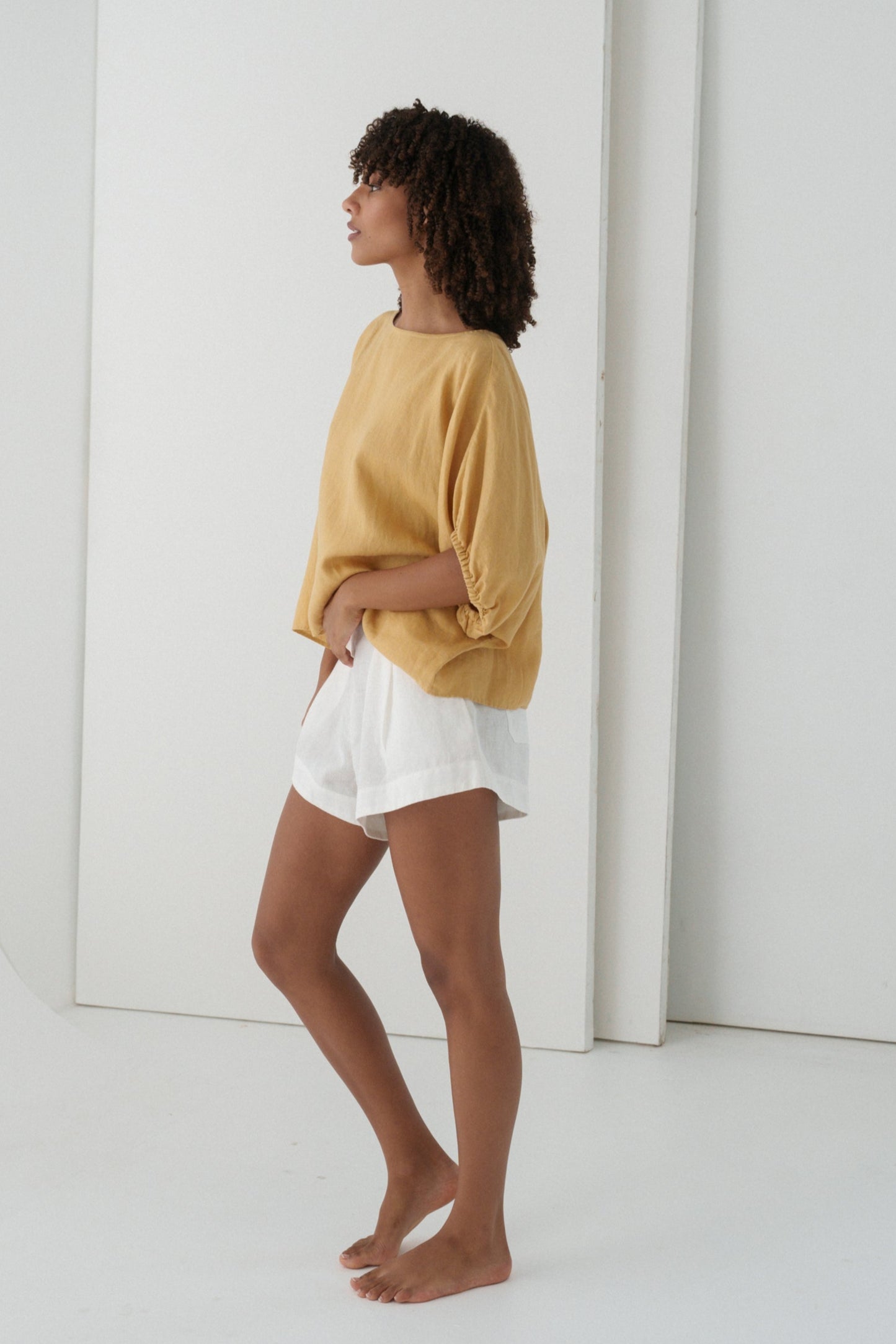 LILLY PILLY Tina linen top in Sand