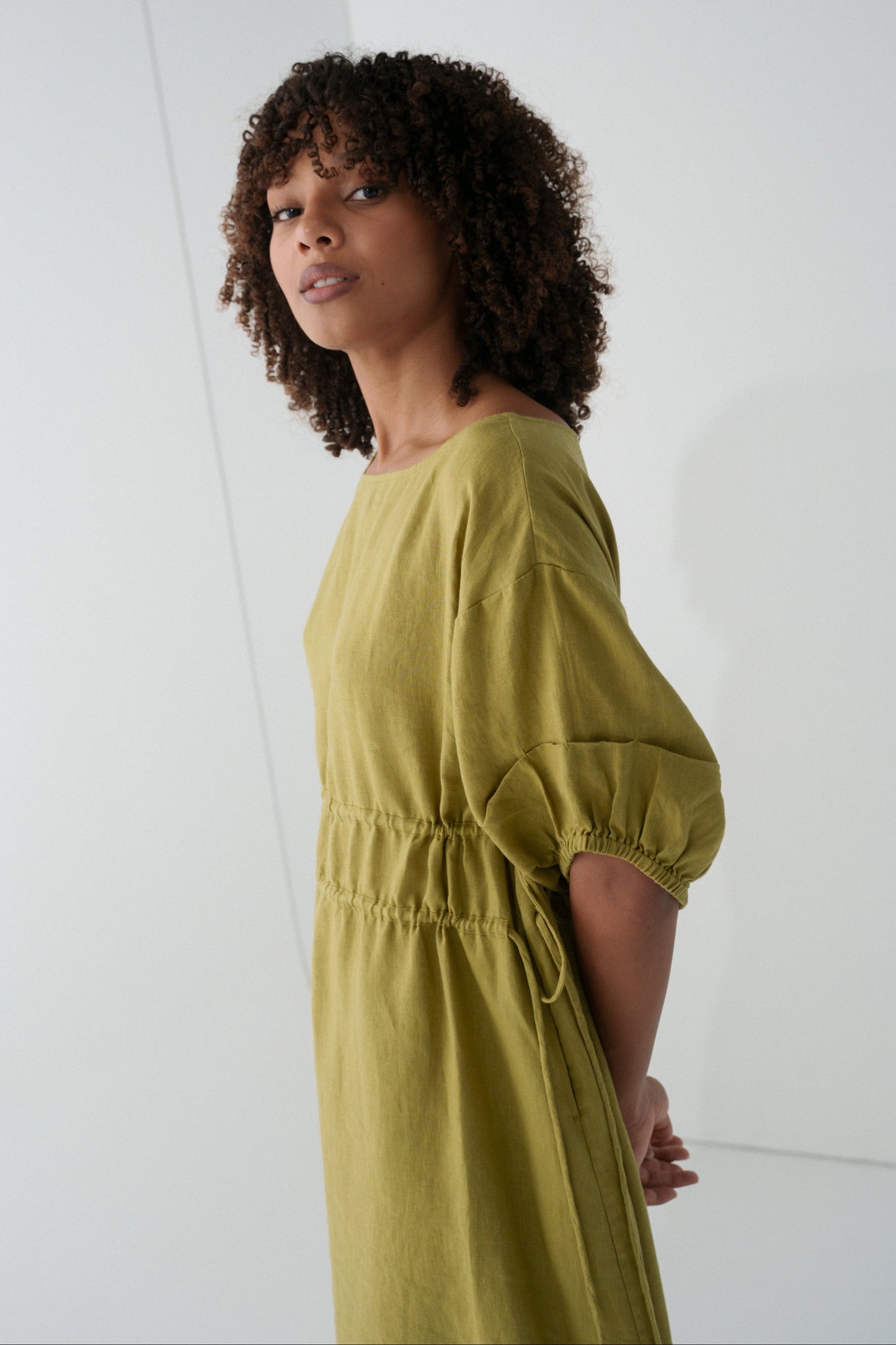 LILLY PILLY Valerie linen dress in Olive