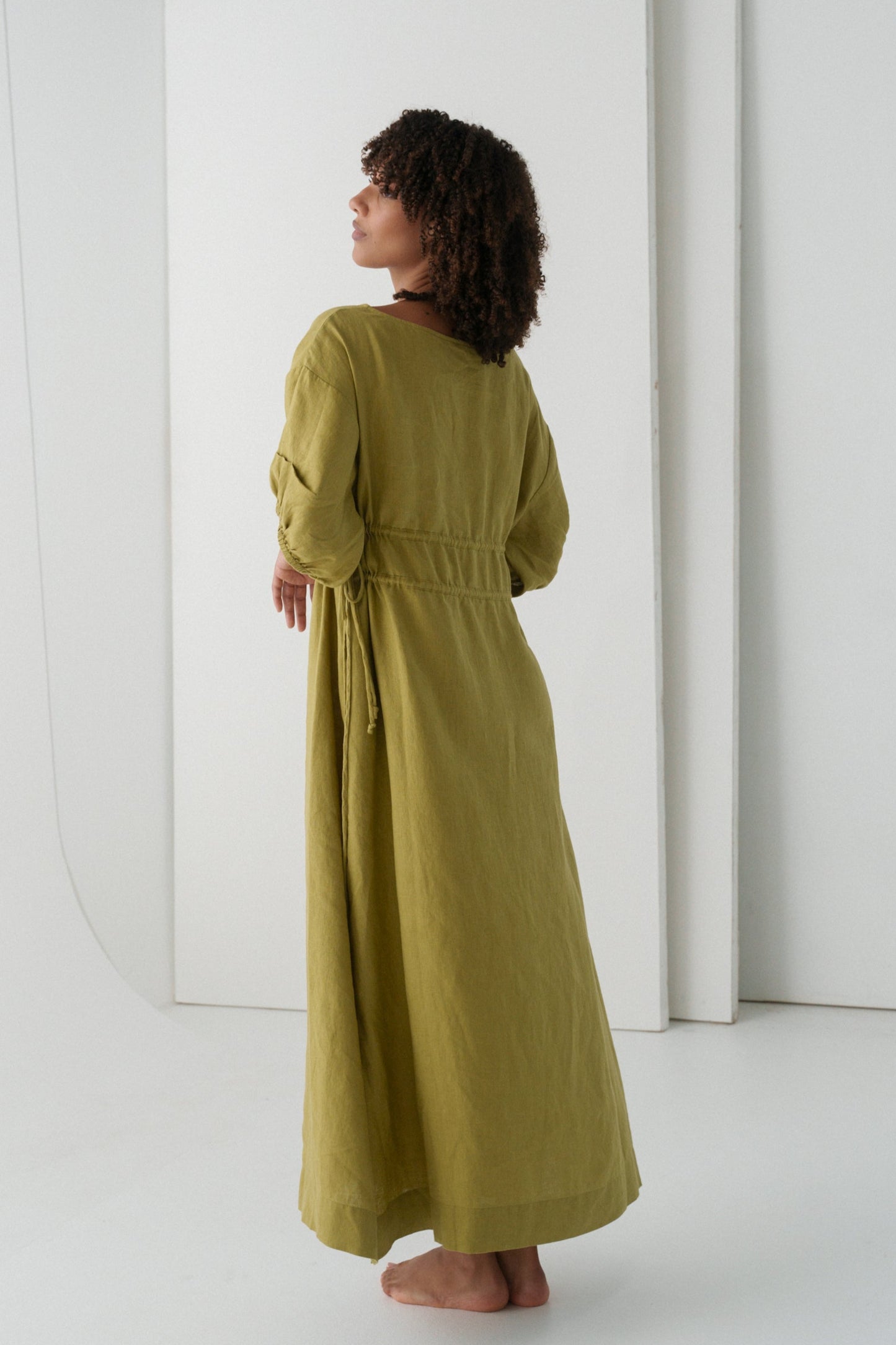 LILLY PILLY Valerie linen dress in Olive