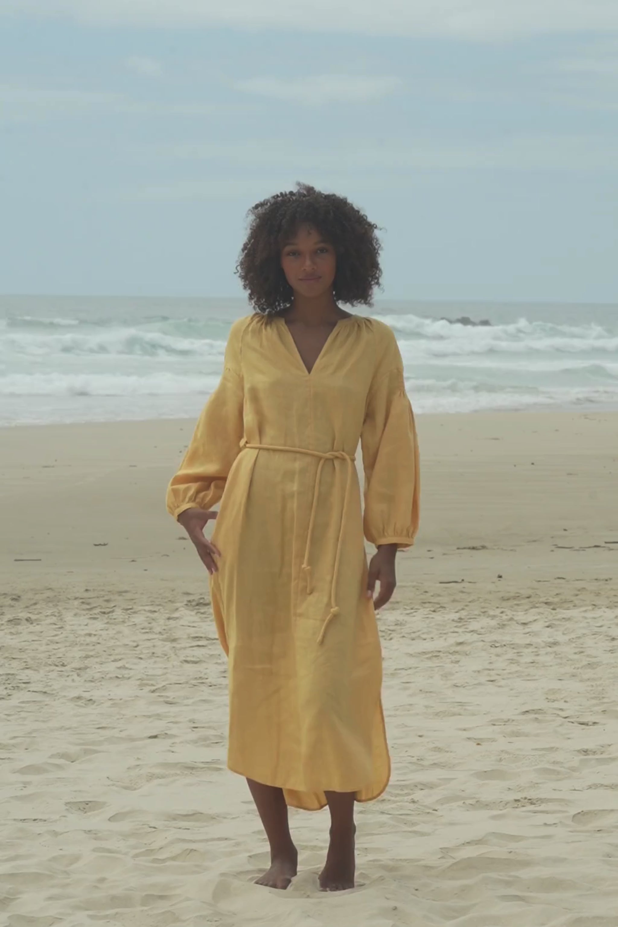 LILLY PILLY Skylar linen dress in Butter