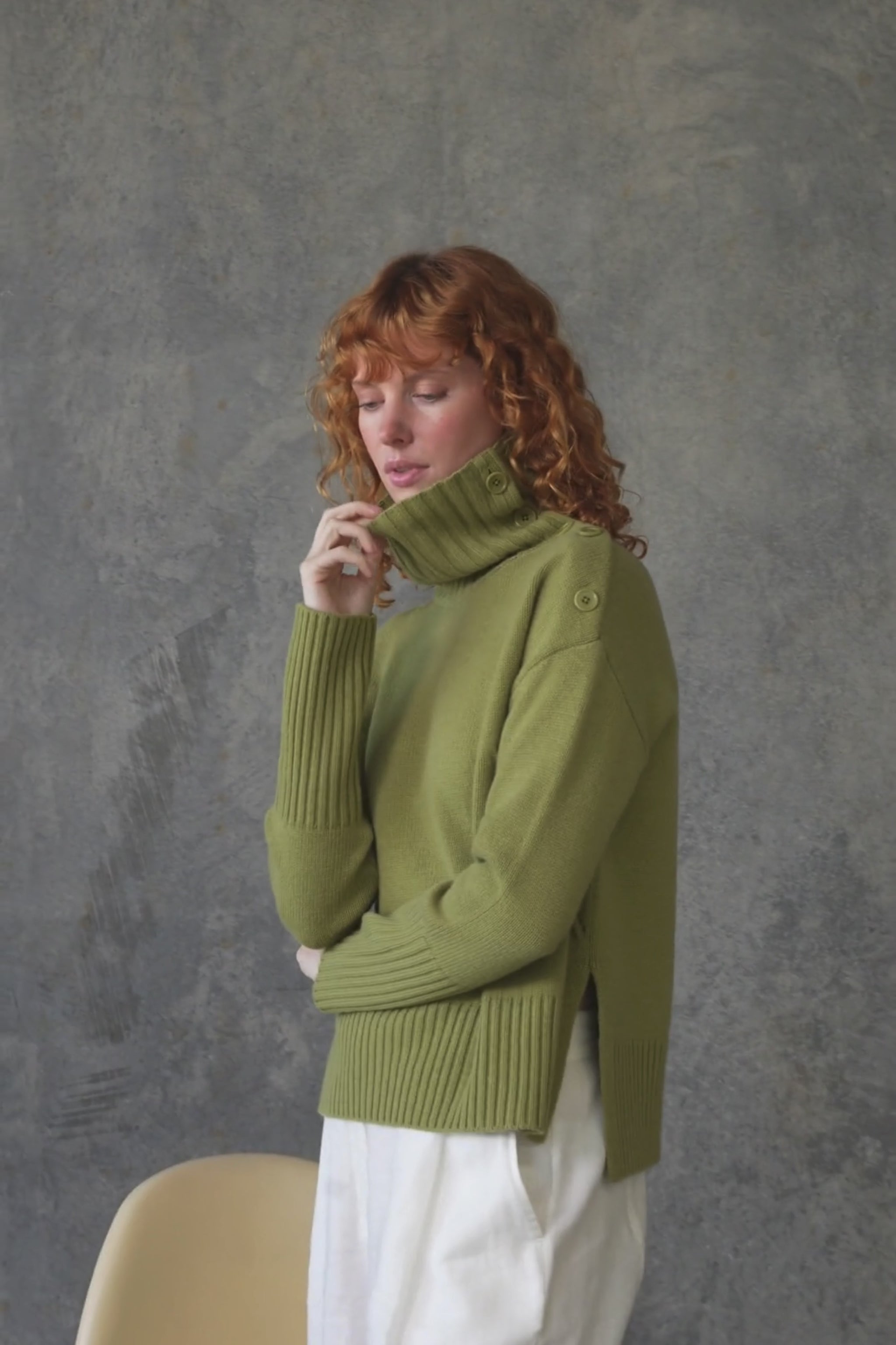 LILLY PILLY Kaida cashmere knit in Olive