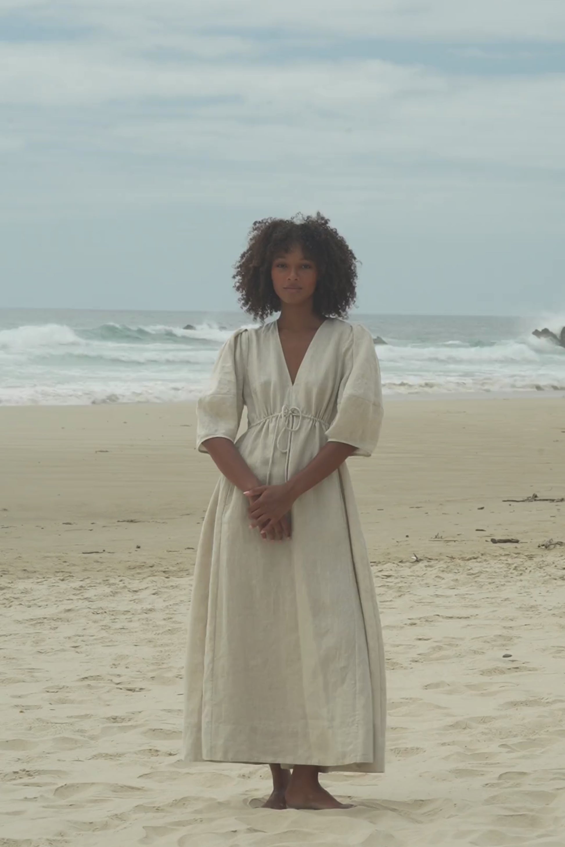 LILLY PILLY Vida linen dress in Oatmeal