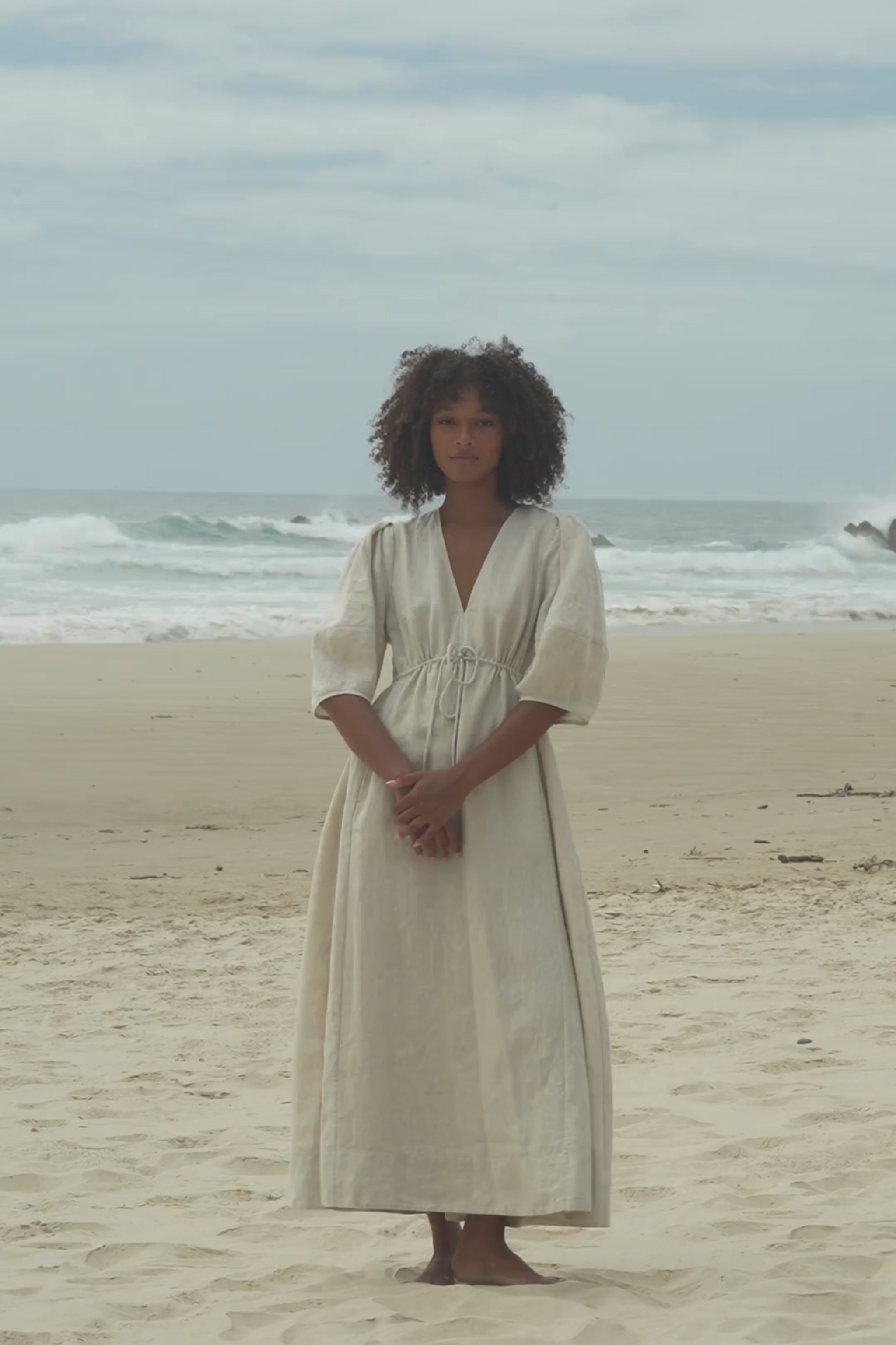 LILLY PILLY Vida linen dress in Oatmeal