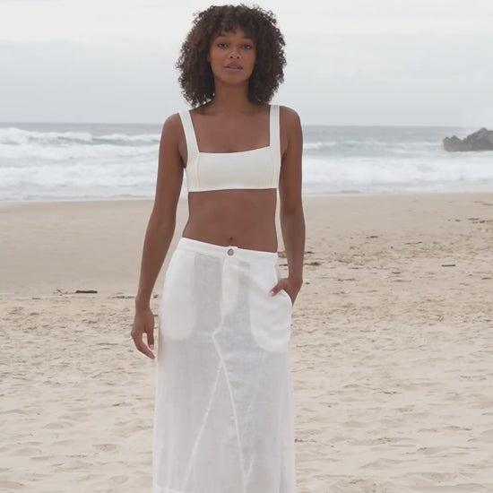 LILLY PILLY Gia linen skirt in Ivory