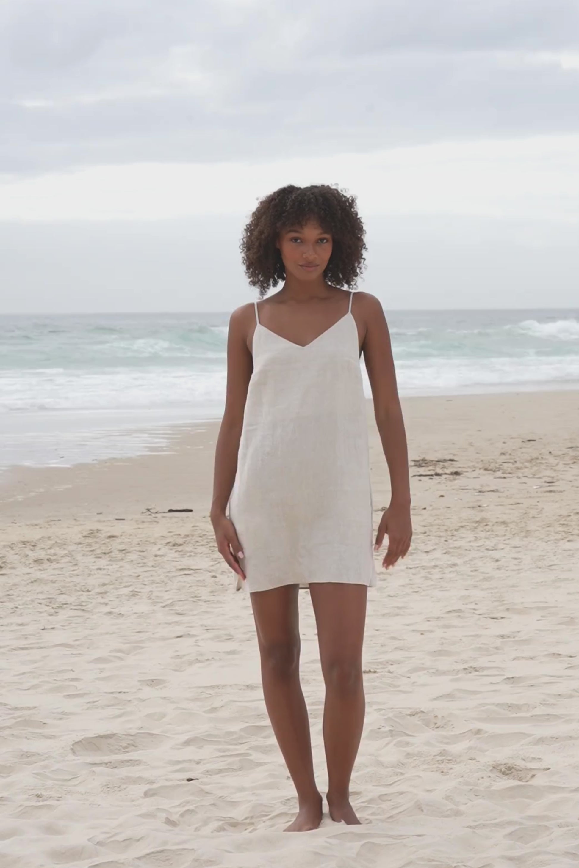 Lilly Pilly Collection 100% organic linen Liz slip dress in Oatmeal