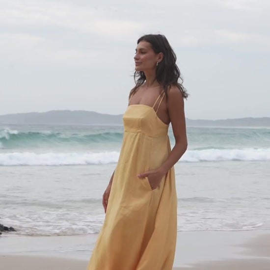 LILLY PILLY Tori linen dress in Butter