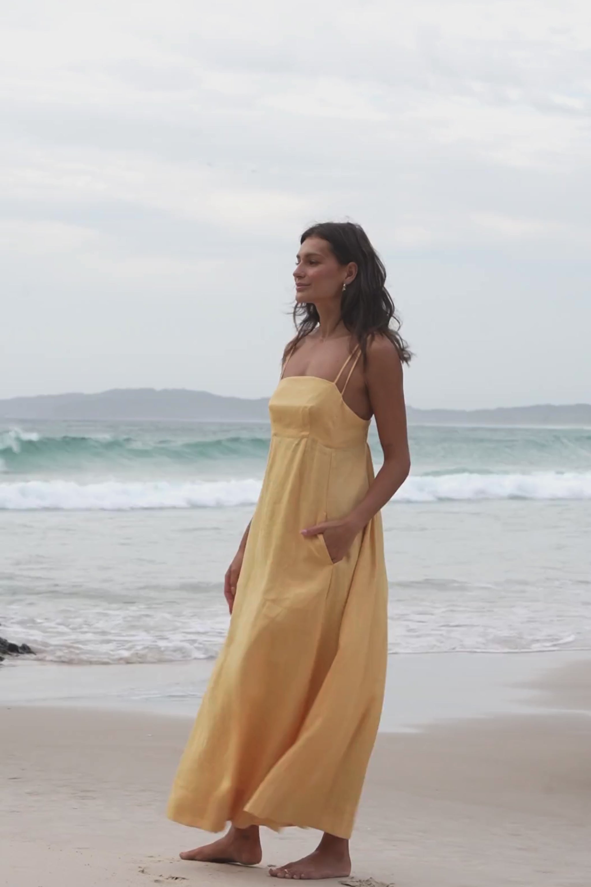 LILLY PILLY Tori linen dress in Butter