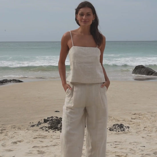 LILLY PILLY Rosa linen op in Oatmeal